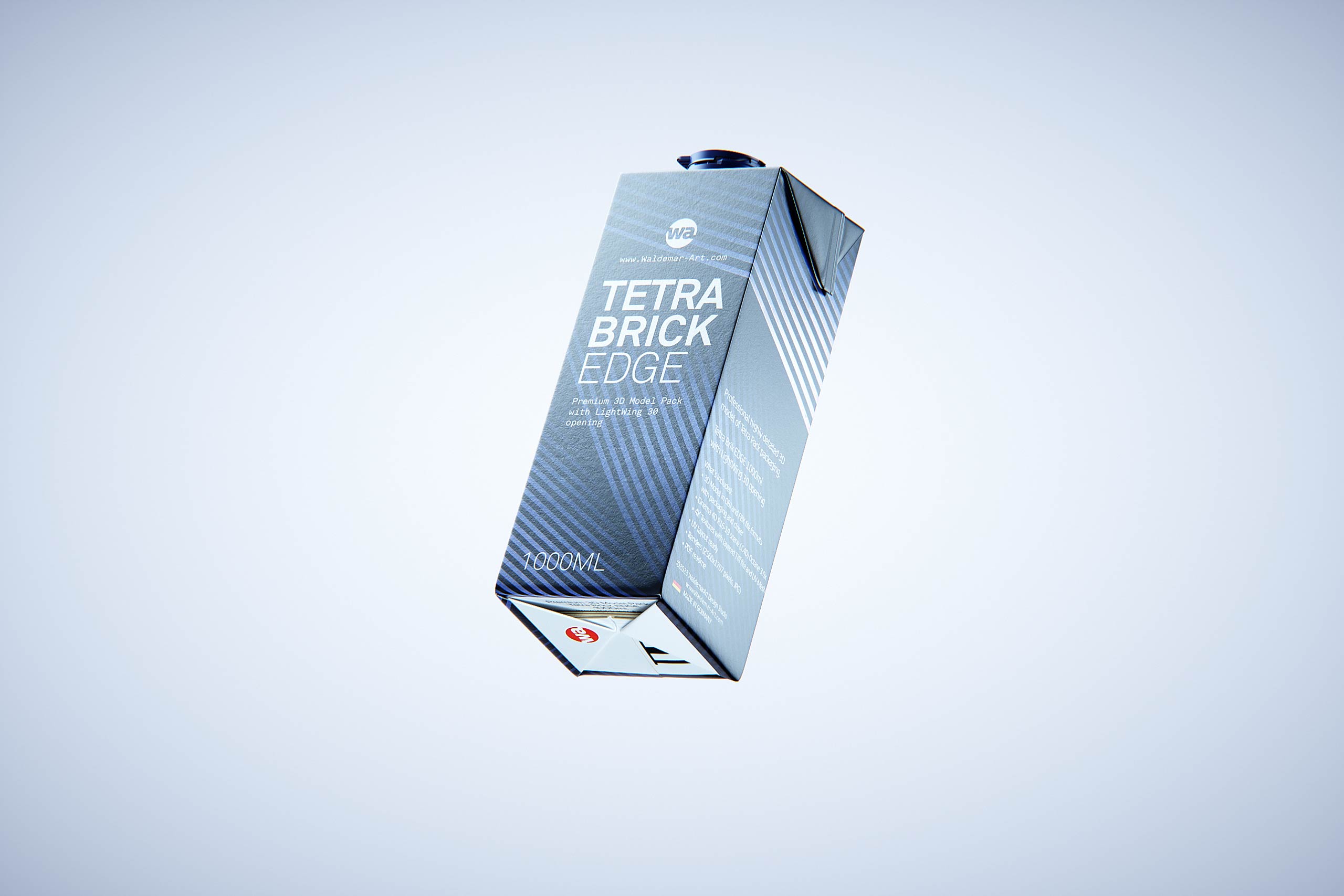 Tetra Brik Edge 1000ml with tethered cap LightWing30 and water condensation premium 3d model