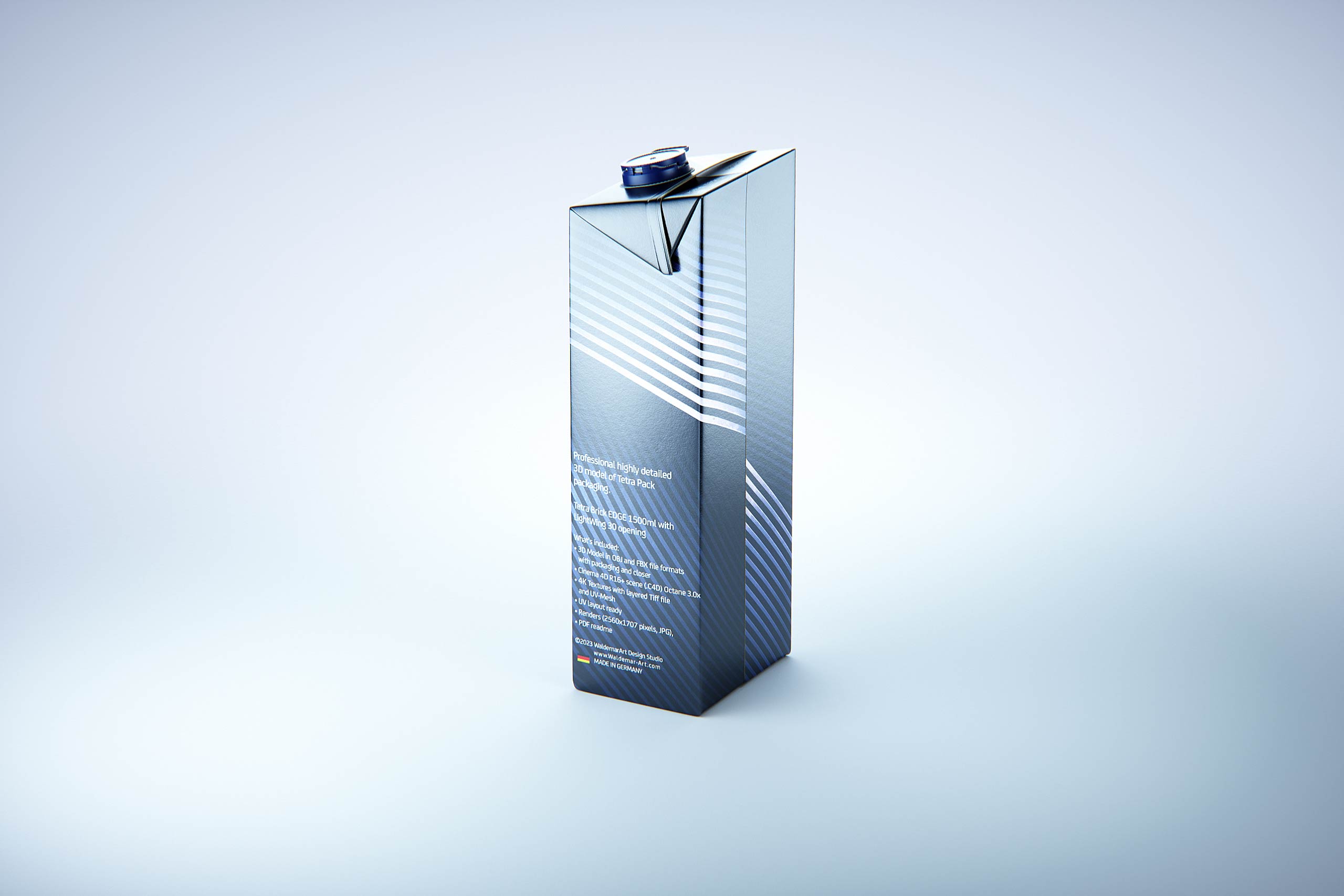 Tetra Pak Brik Edge 1500ml with LightWing 30 premium carton packaging 3D model