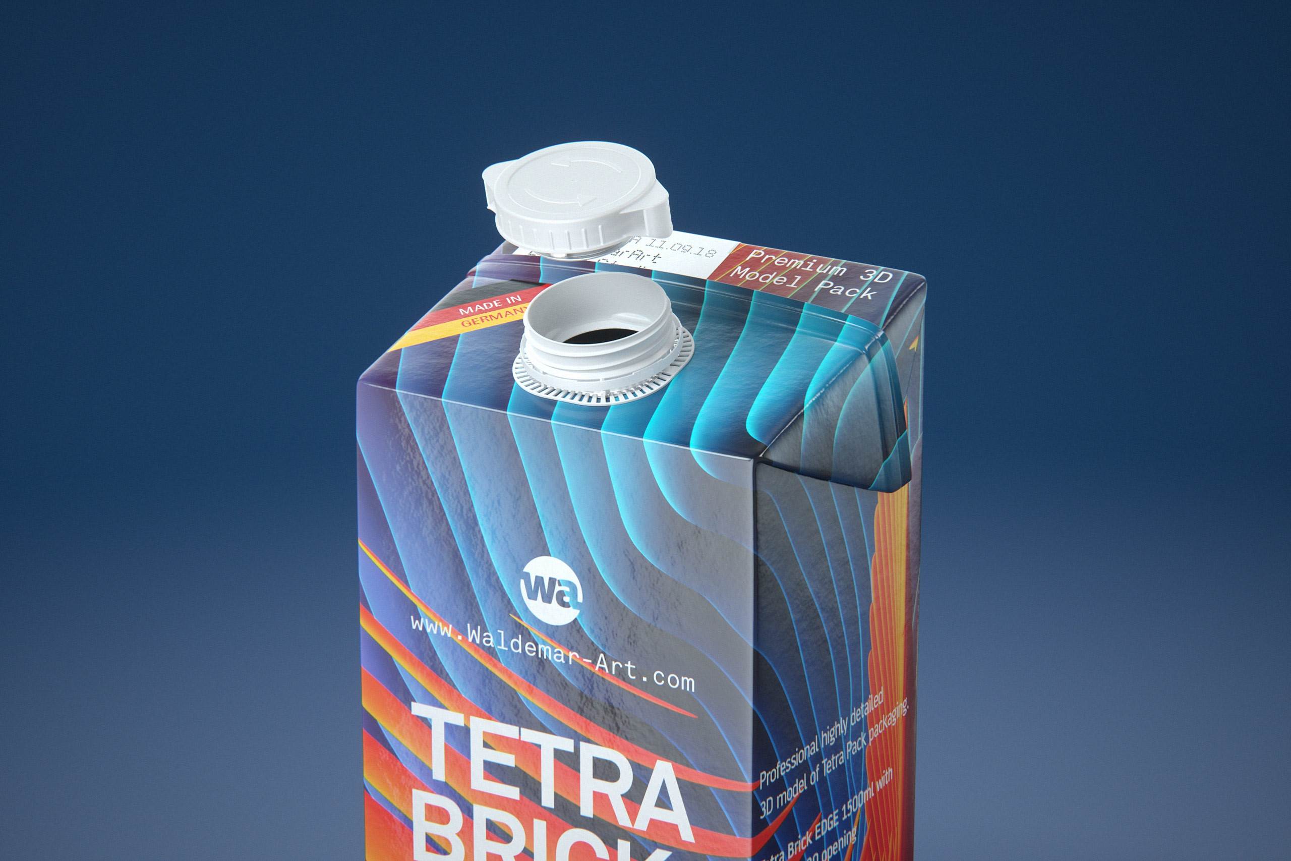 Tetra Pack Brick EDGE 1500ml with WingCap30 Carton packaging professional 3D model pak