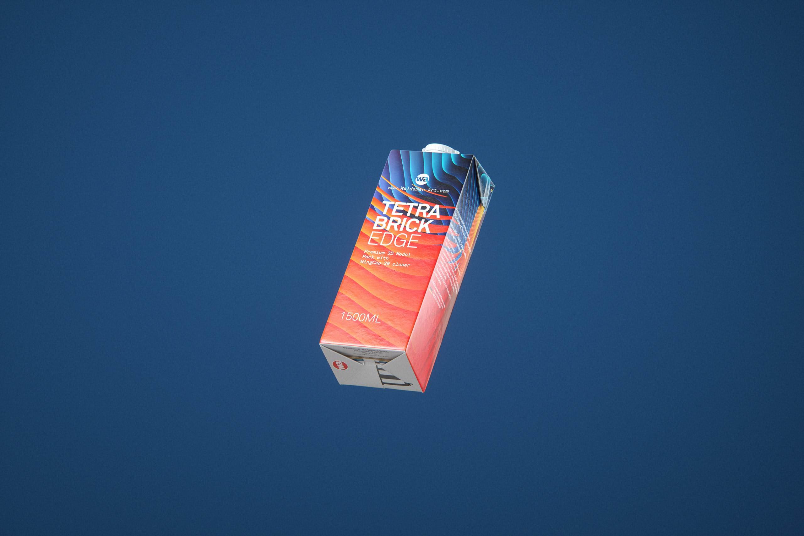Tetra Pack Brick EDGE 1500ml with WingCap30 Carton packaging professional 3D model pak