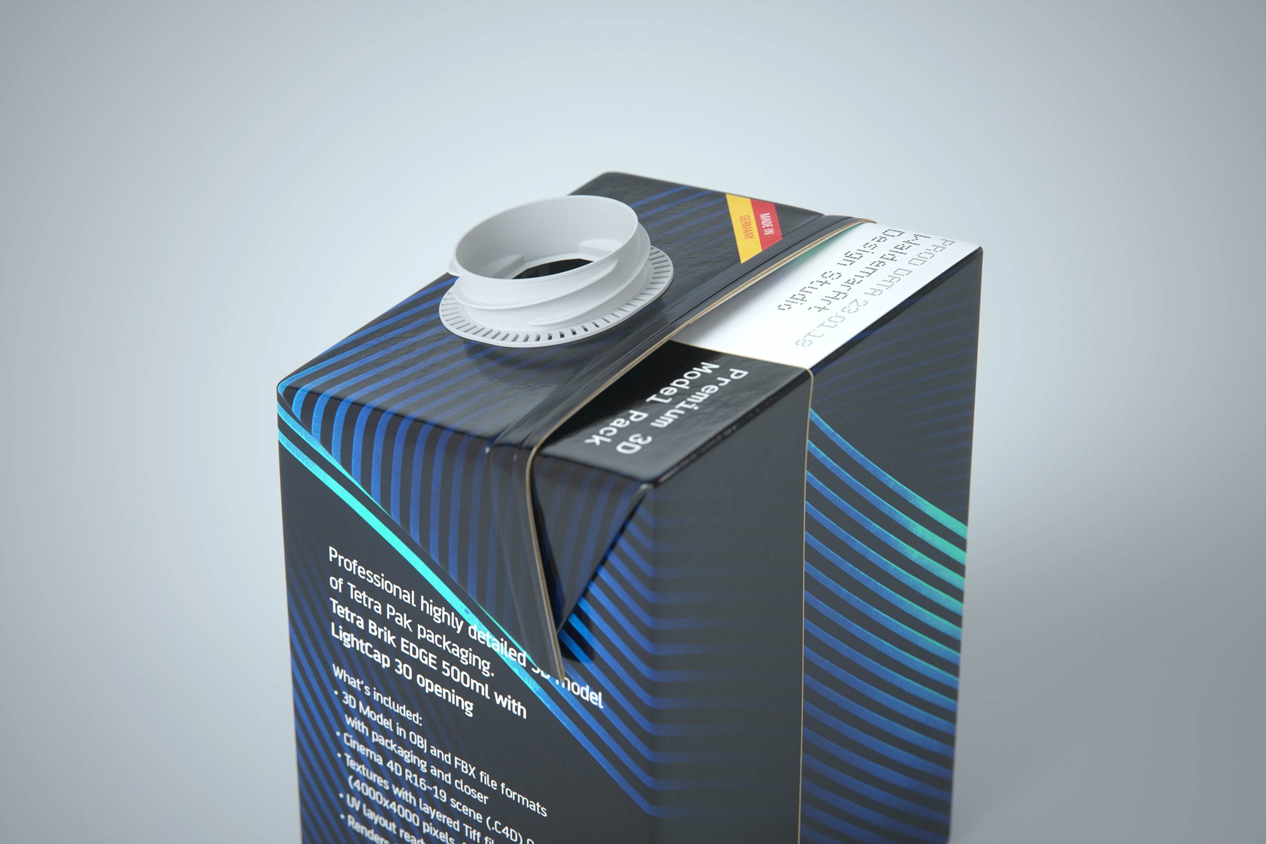 Tetra Pack Brick EDGE 500ml with LightCap 30 packaging 3D model pak