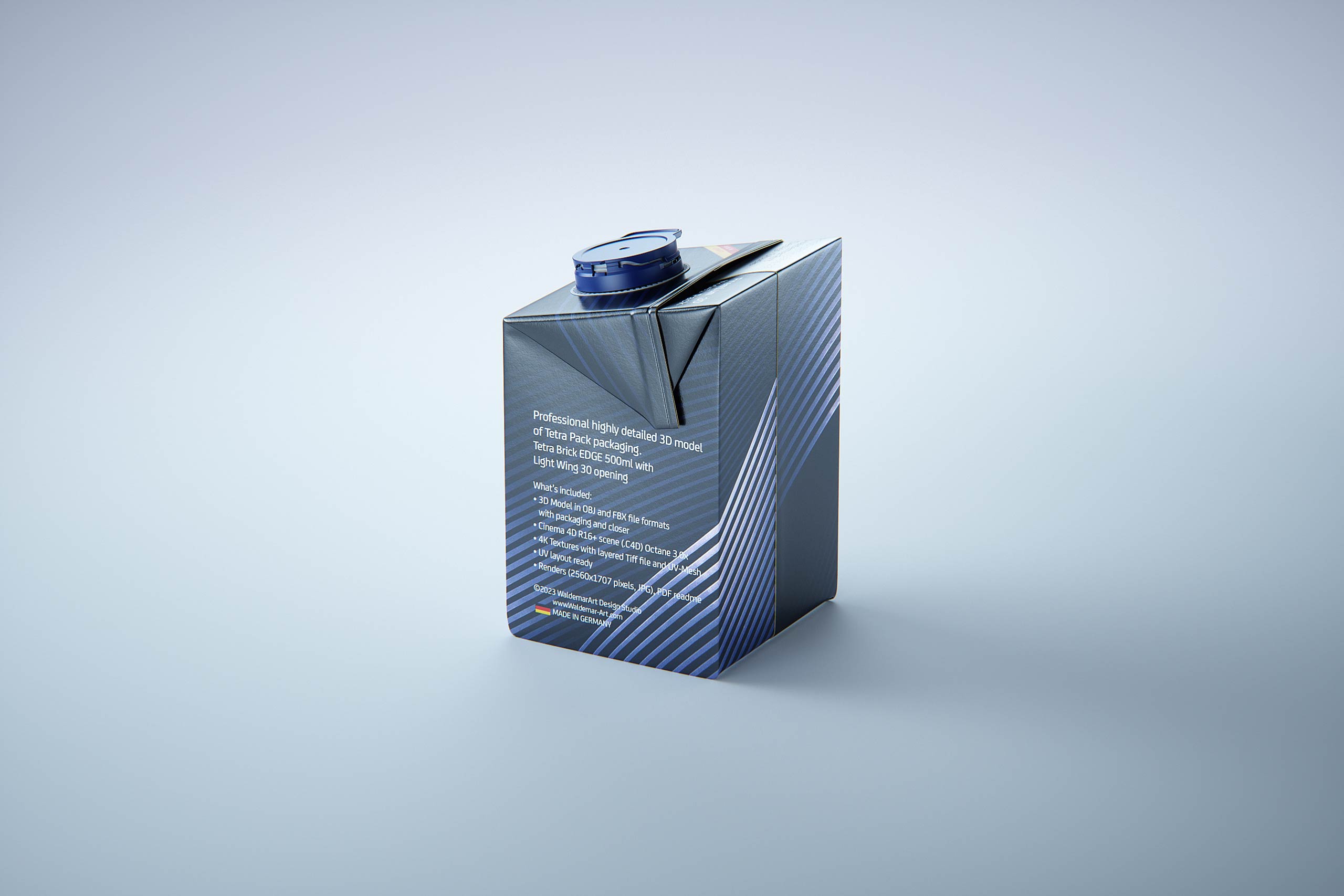 Tetra Brik Edge 500ml with LightWing 30 premium carton packaging 3D model