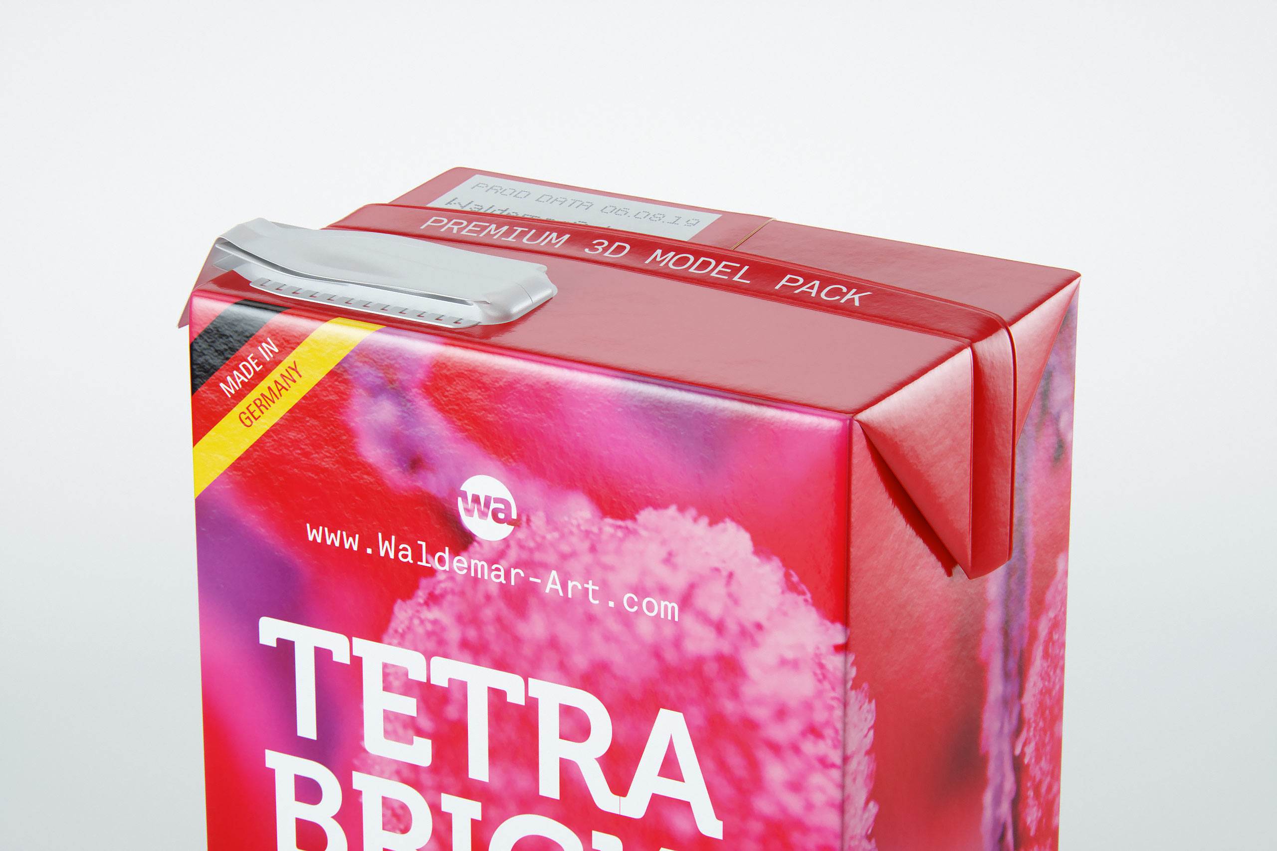 Tetra Pack Brick Aseptic Mid 1000ml packaging 3D model pak with FlexiCap