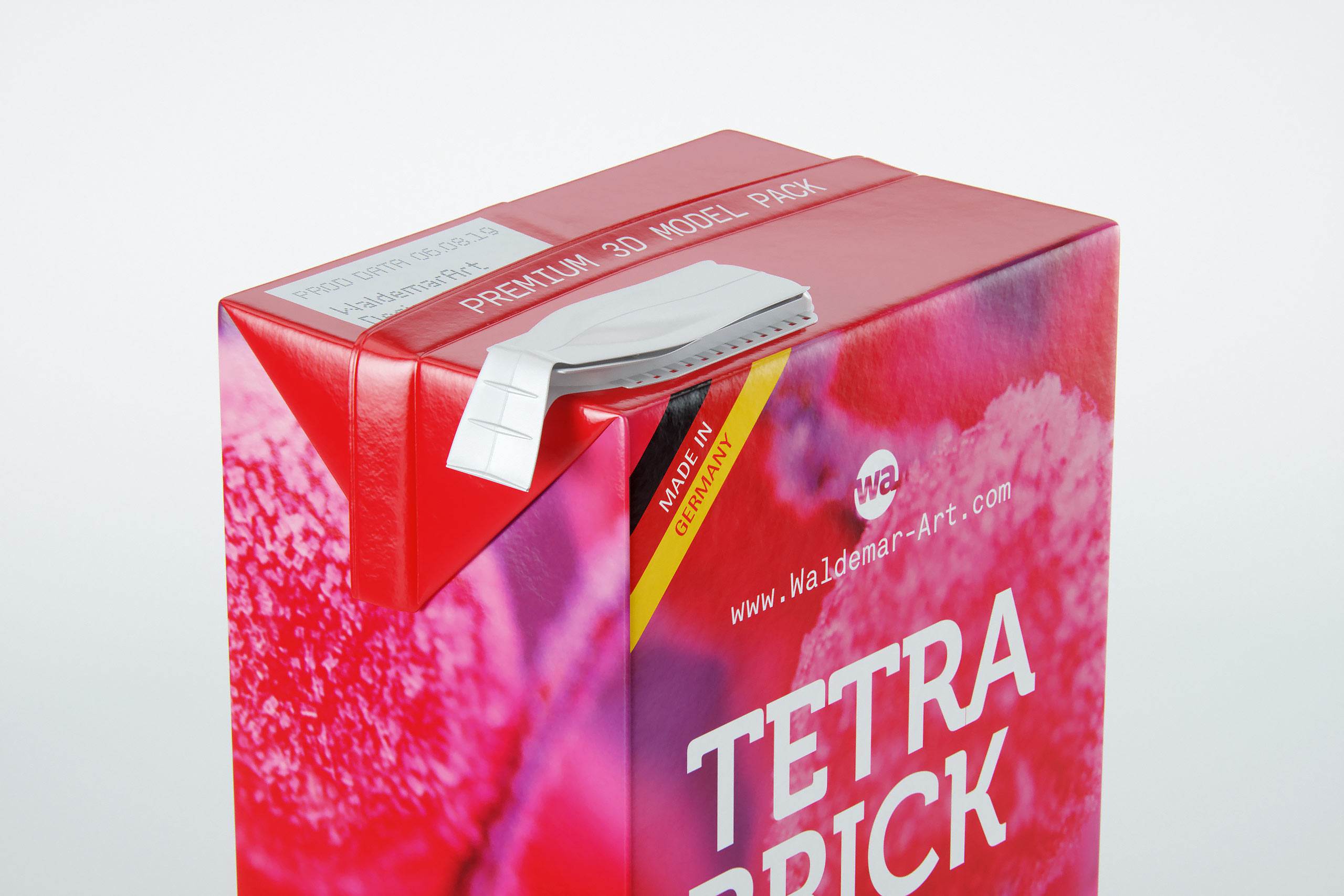 Tetra Pack Brick Aseptic Mid 1000ml packaging 3D model pak with FlexiCap