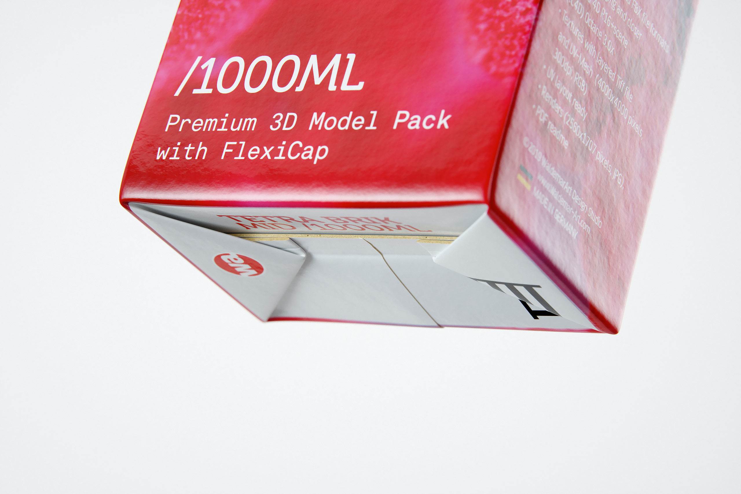 Tetra Pack Brick Aseptic Mid 1000ml packaging 3D model pak with FlexiCap