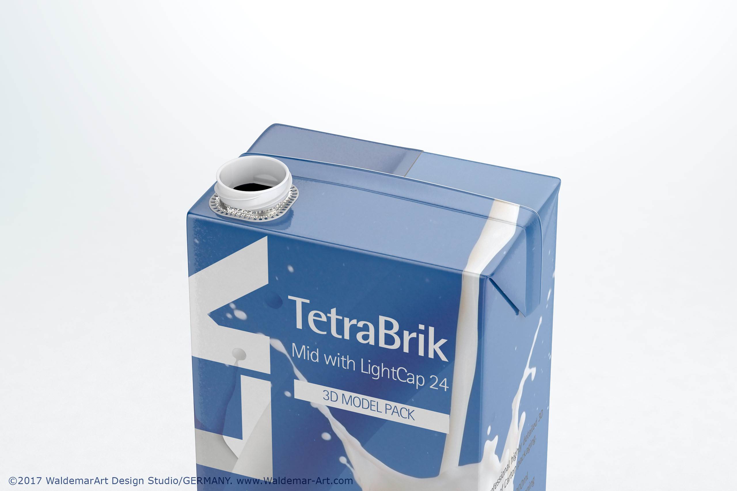 3D model pak of Tetra Pack Brick Mid 1000ml with LightCap 24 opening