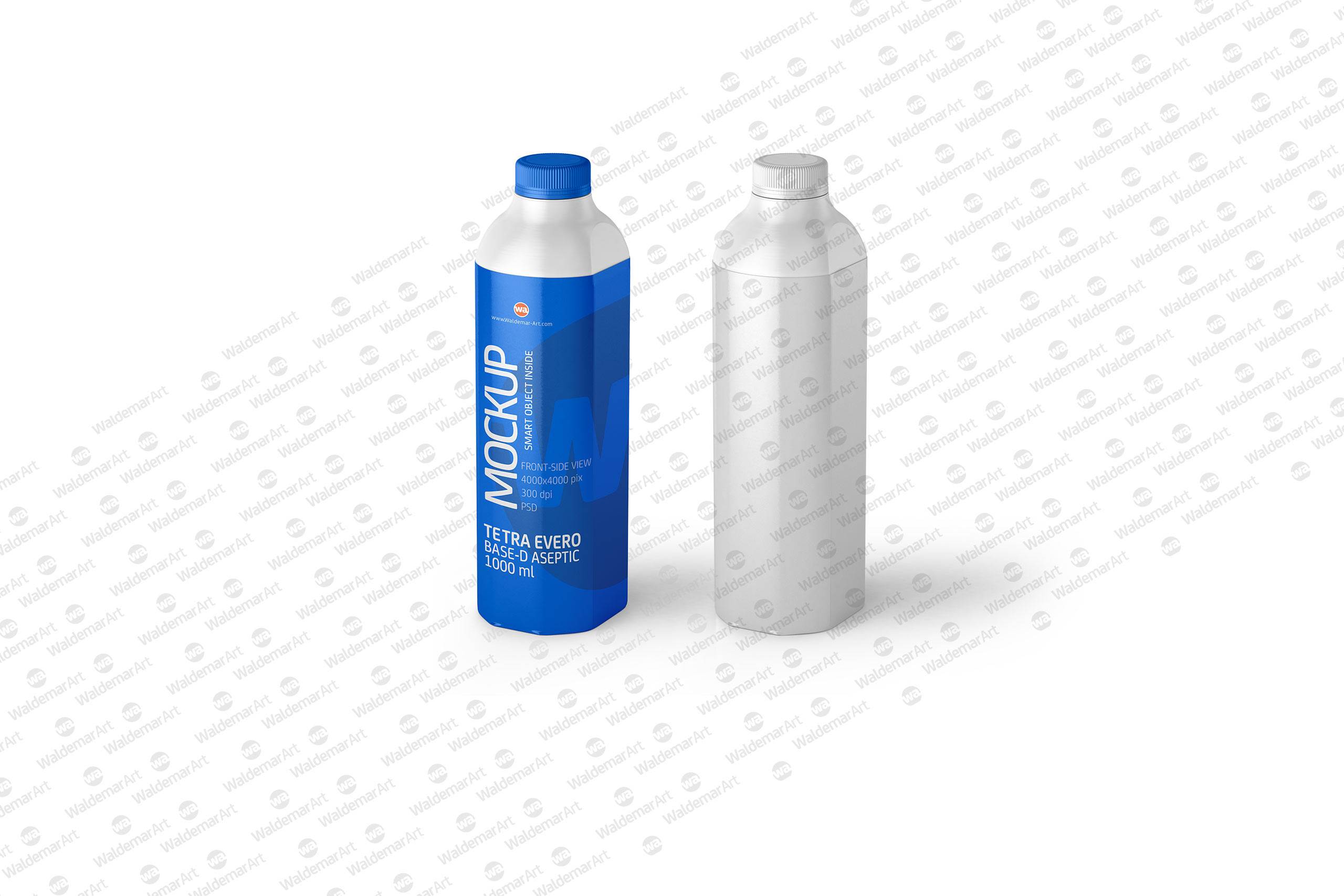 Packaging MockUp of Tetra Pack Evero Aseptic Base-D 1000ml with OrionTop-O38A Front-Side View