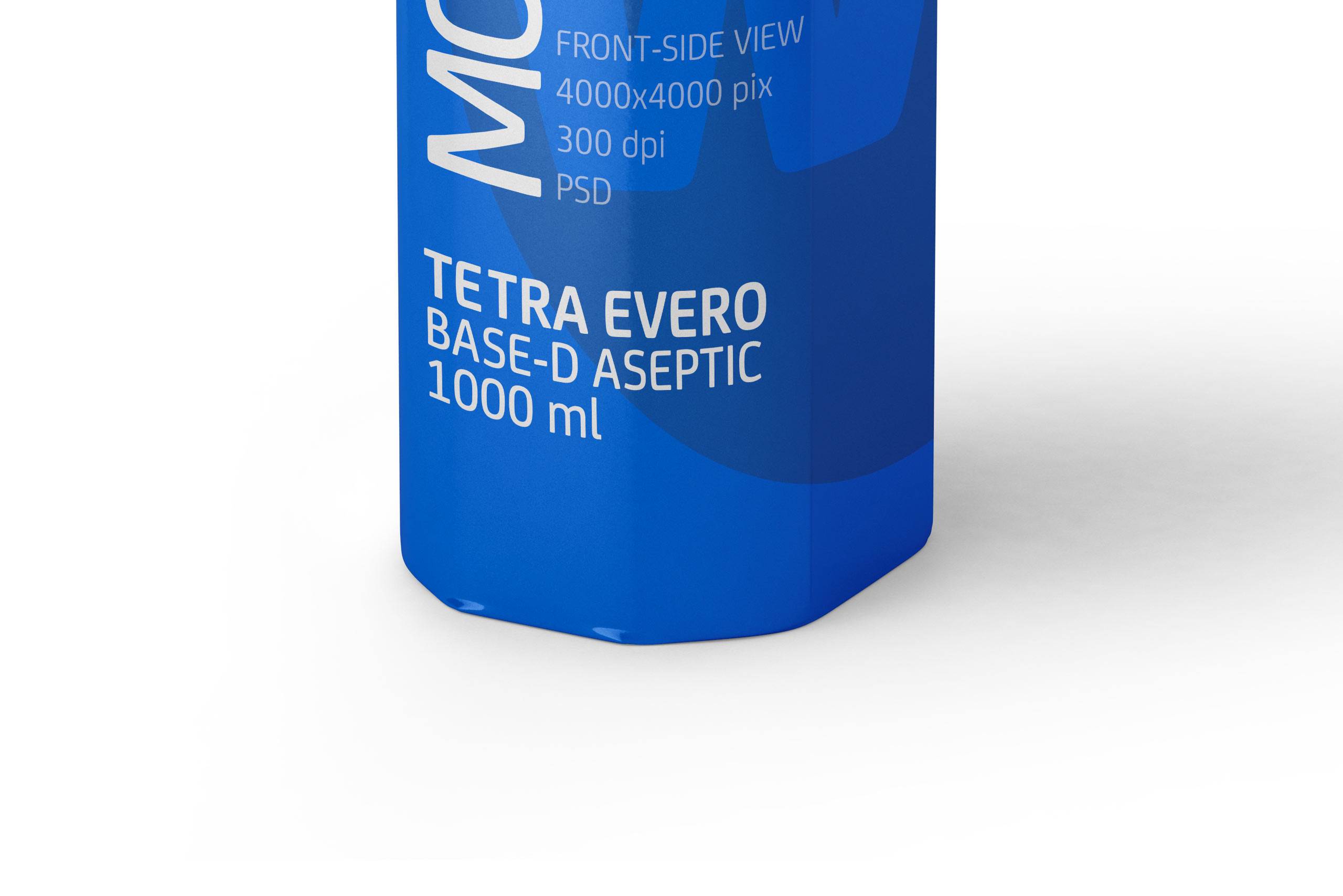 Packaging MockUp of Tetra Pack Evero Aseptic Base-D 1000ml with OrionTop-O38A Front-Side View
