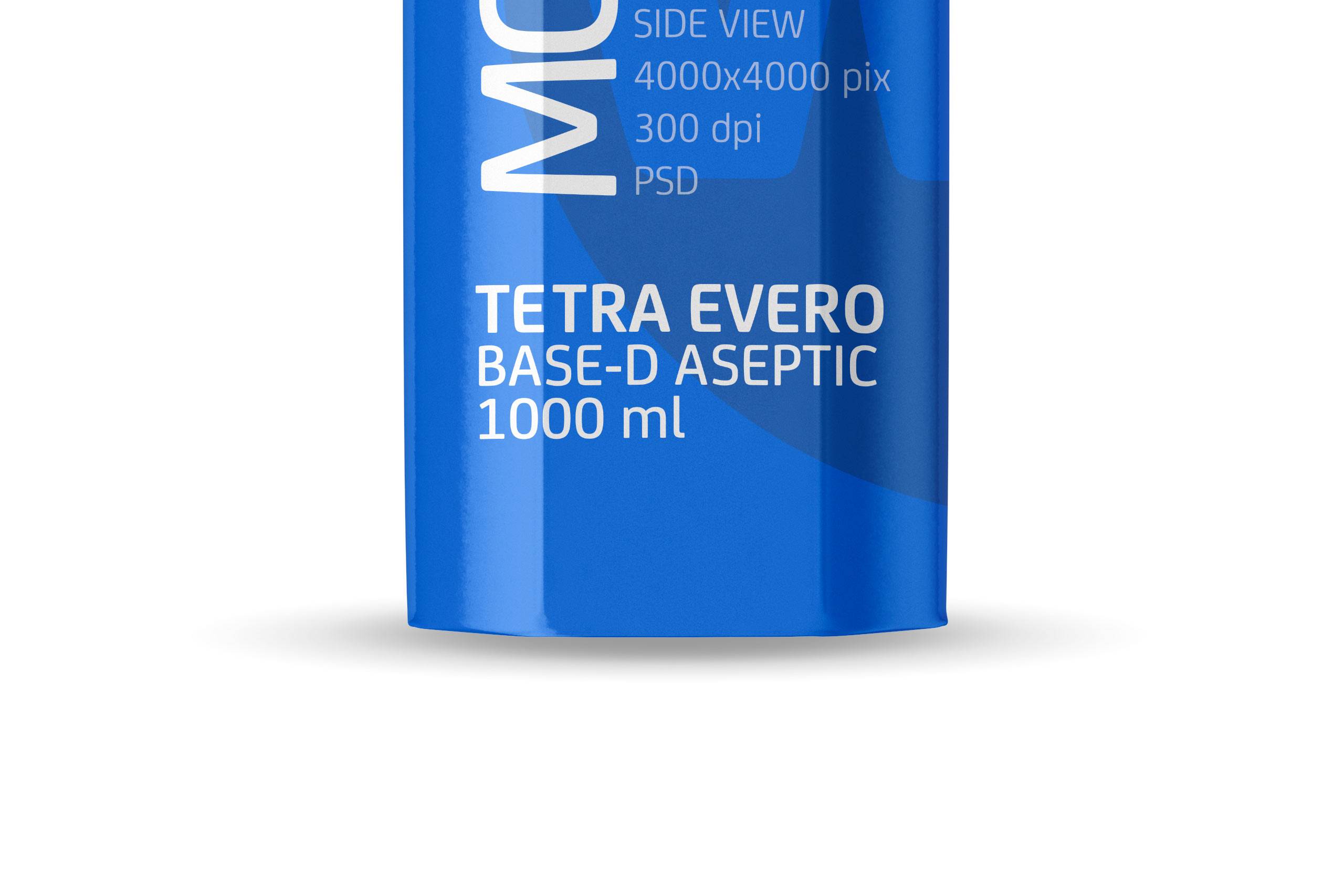 Packaging MockUp of Tetra Pack Evero Aseptic Base-D 1000ml with OrionTop-O38A Side View