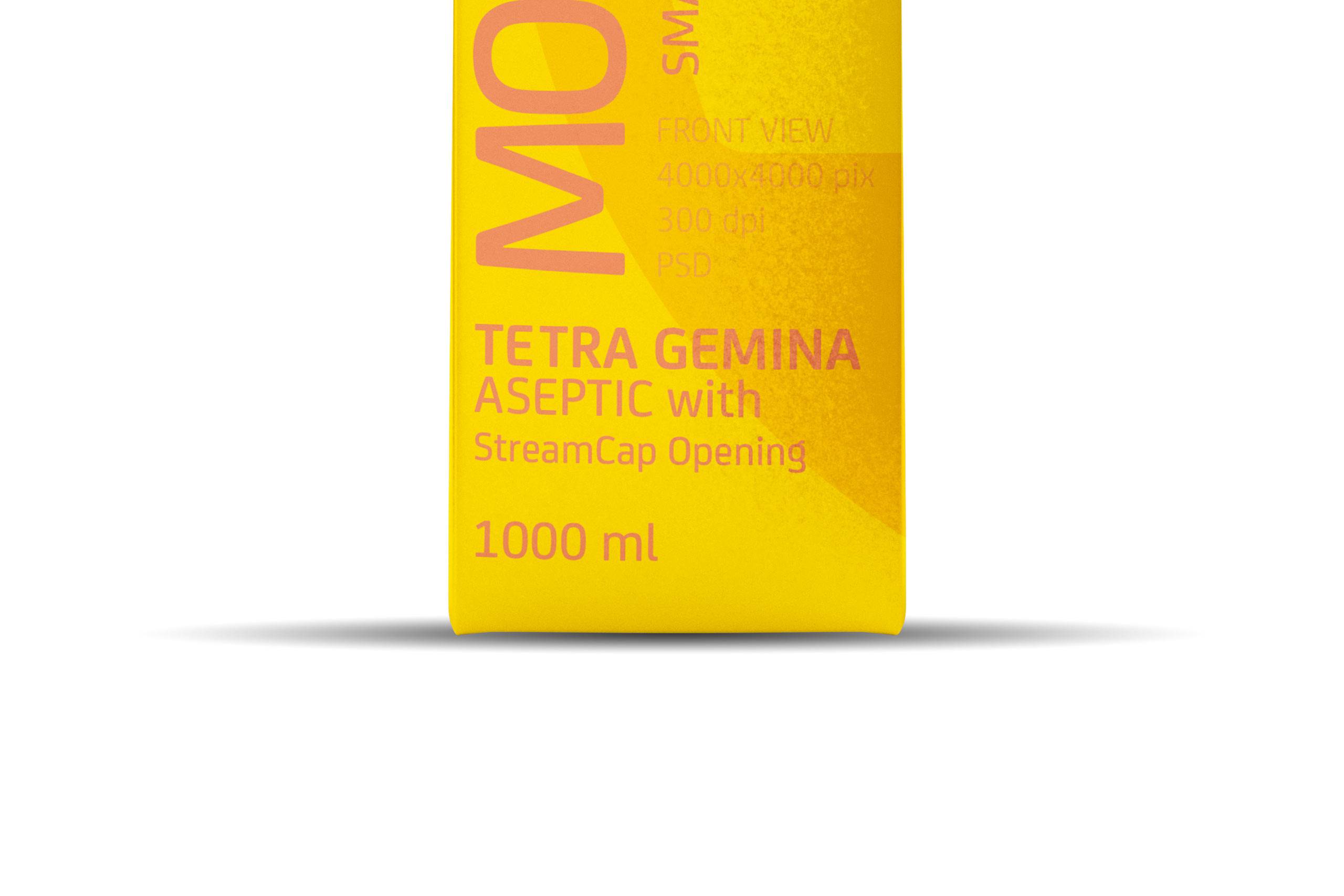 Tetra Pack Gemina Aseptic 1000ml Square Package MockUp with StreamCap Side View