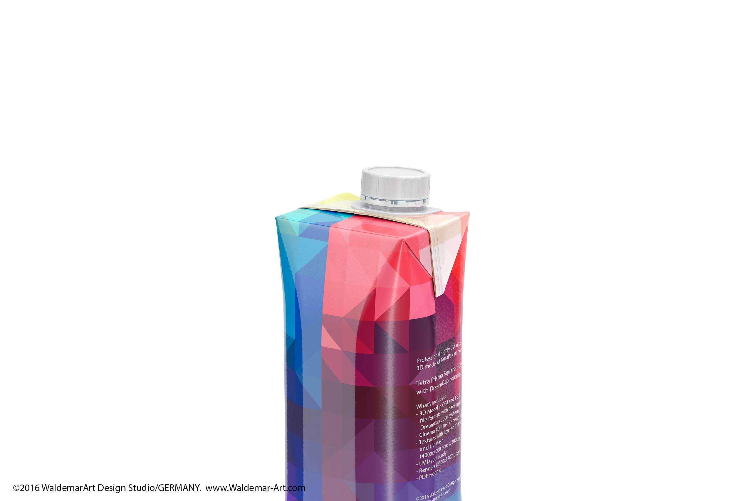 Tetra Pack Prisma Square 500ml with DreamCap packaging 3d model pak