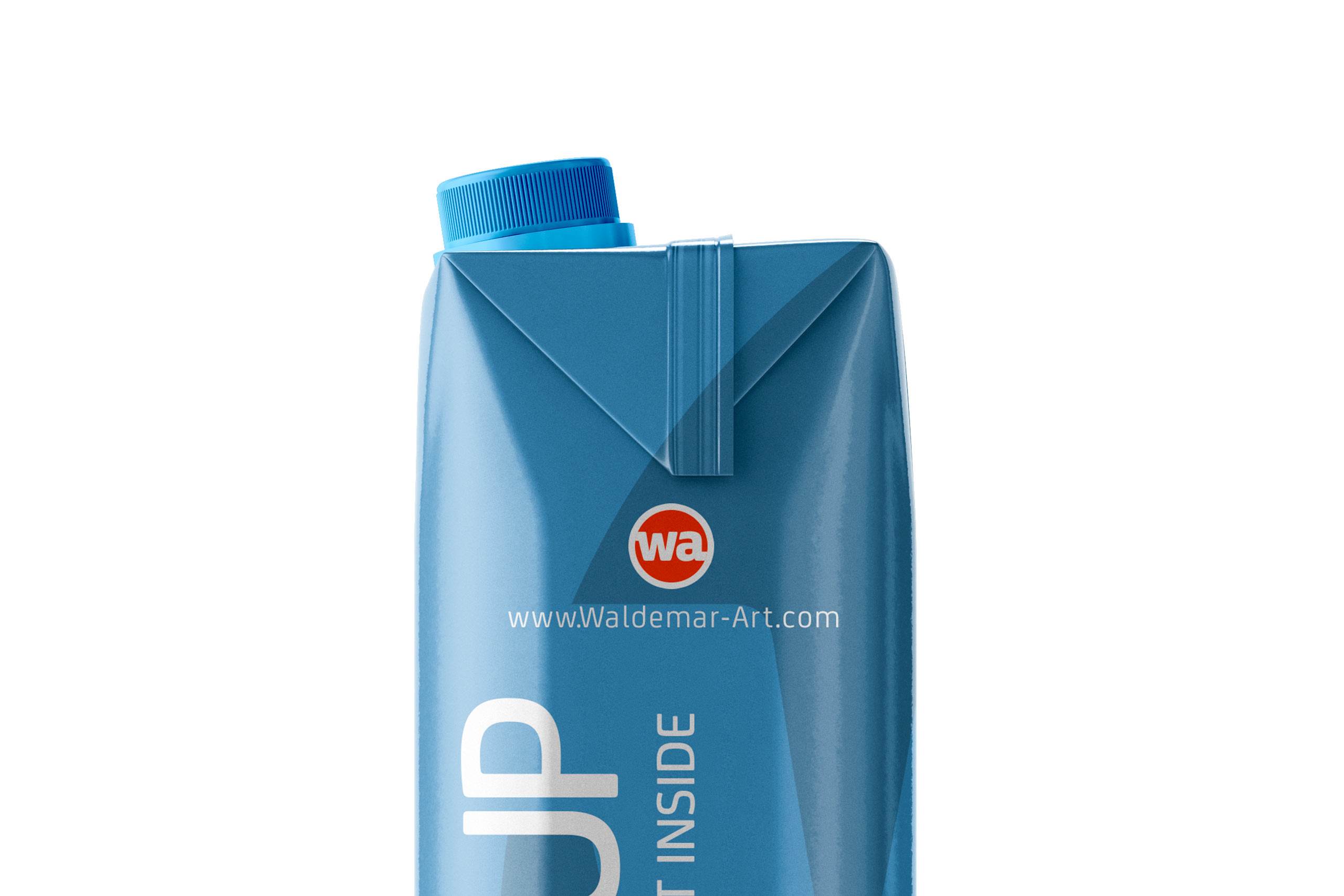 PSD Mockup of Tetra Pack Prisma 1000ml Side View