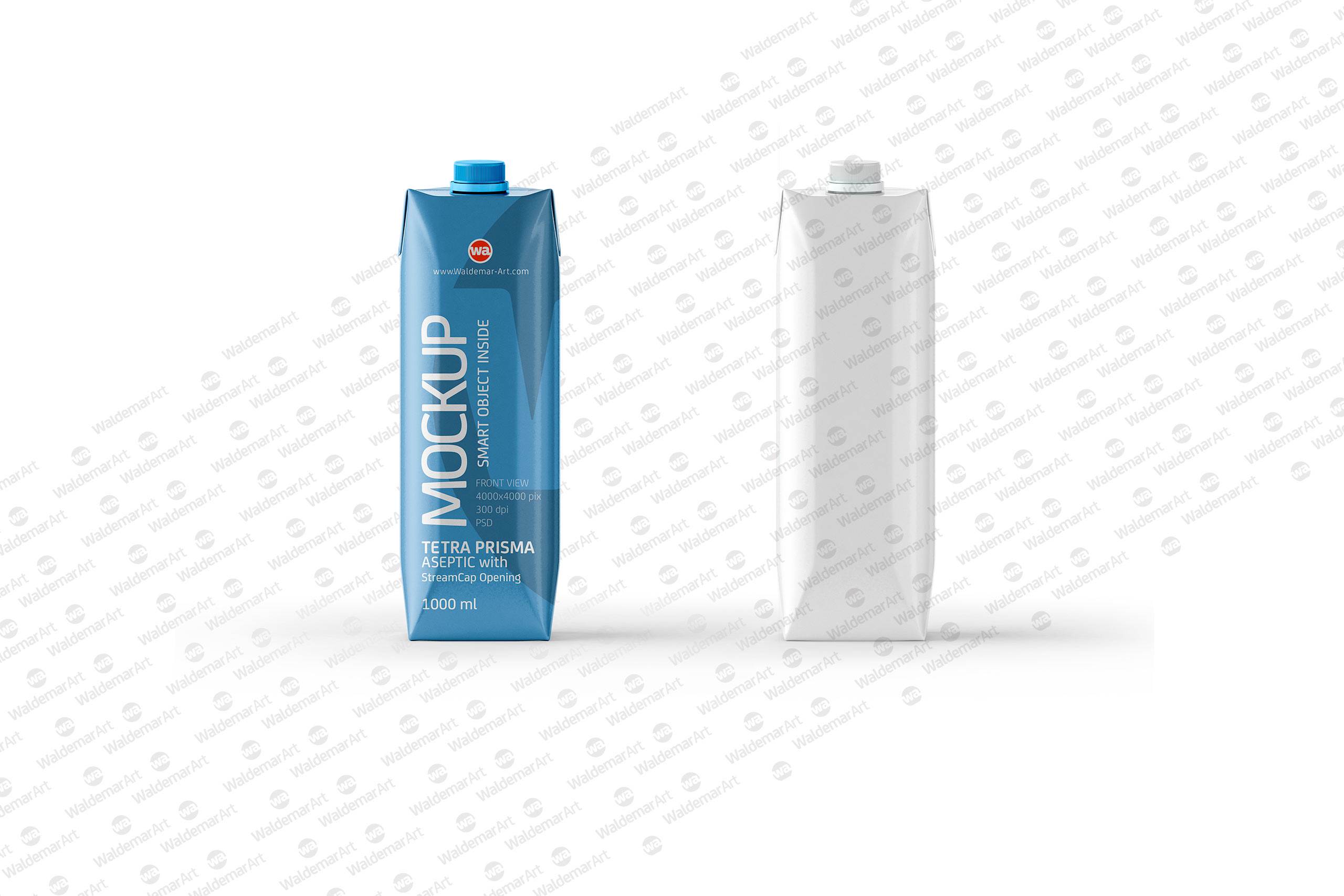PSD Mockup of Tetra Pack Prisma 1000ml Front View