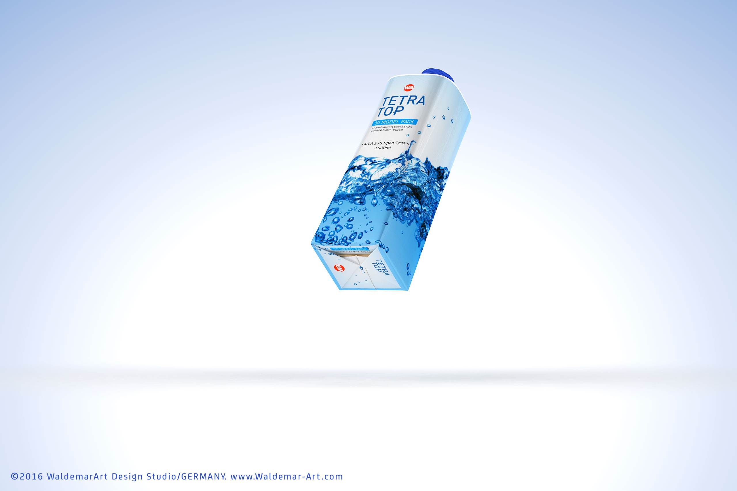 Packaging 3D model pak of Tetra Pack Top 1000ml Base with Katla S38