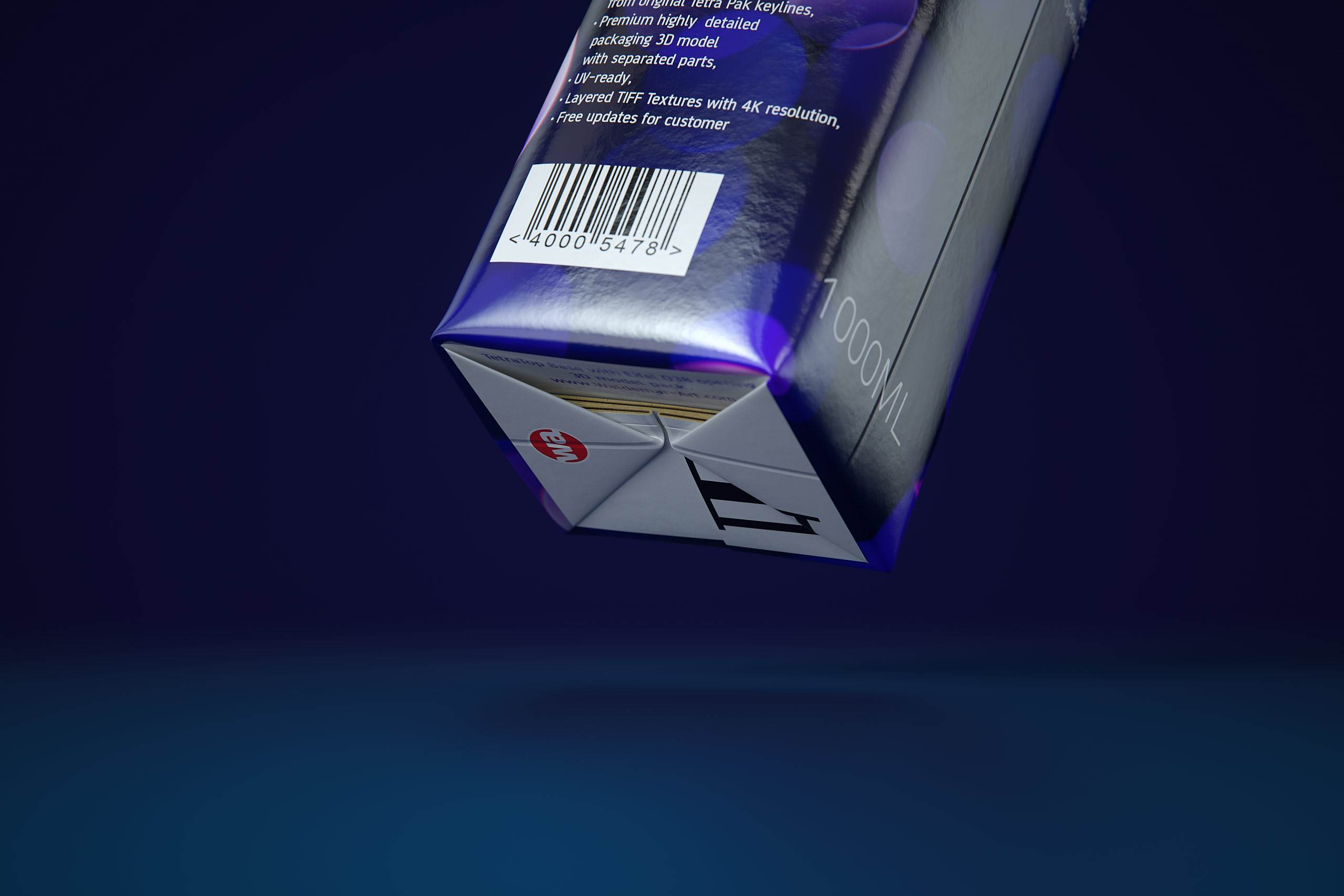 3d model pak of the Tetra Pack Top Base 1000ml with Eifel O38 closer