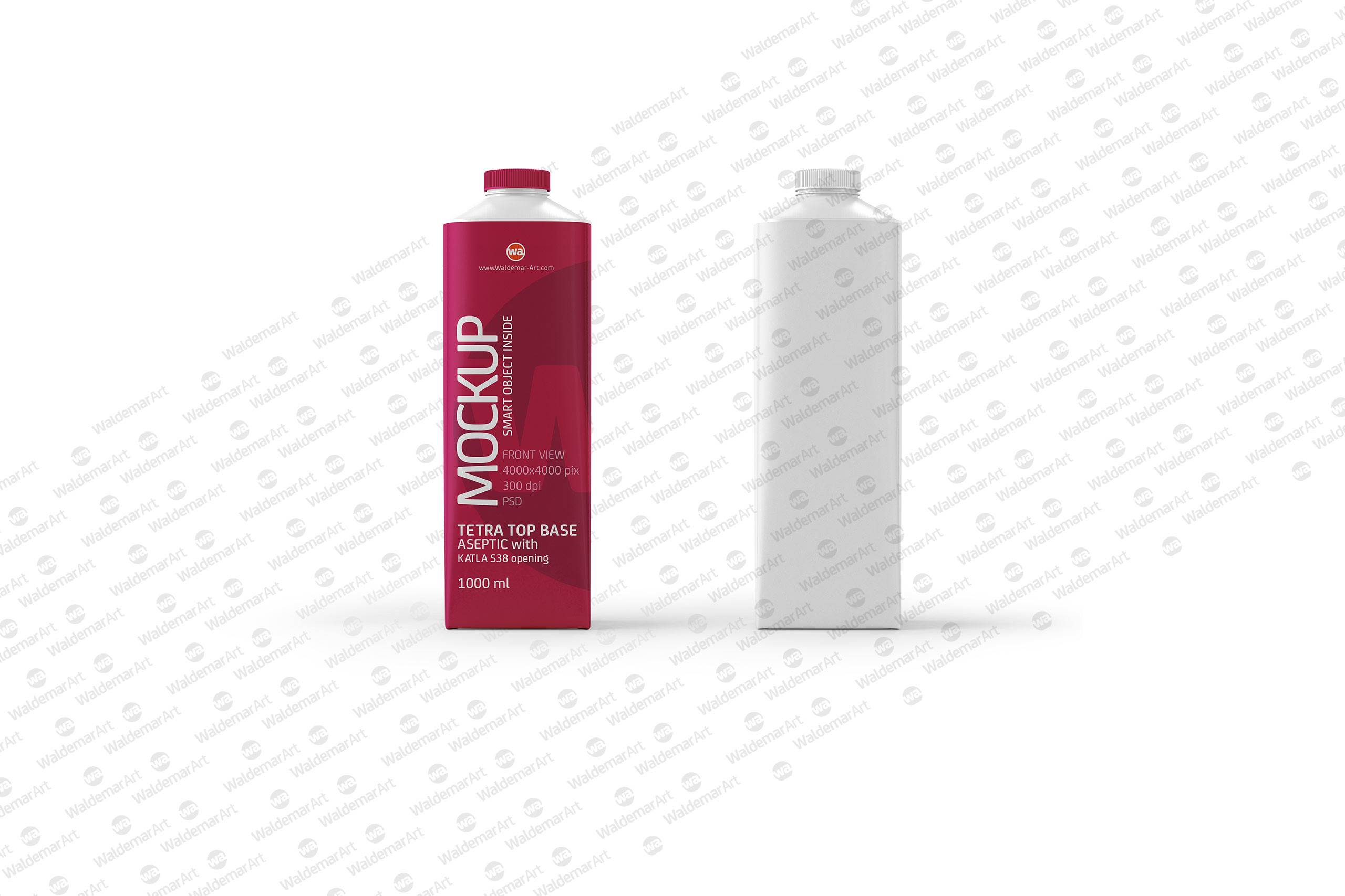 Package MockUp of Tetra Pack Top Aseptic Base 1000ml with Katla S38 Front View