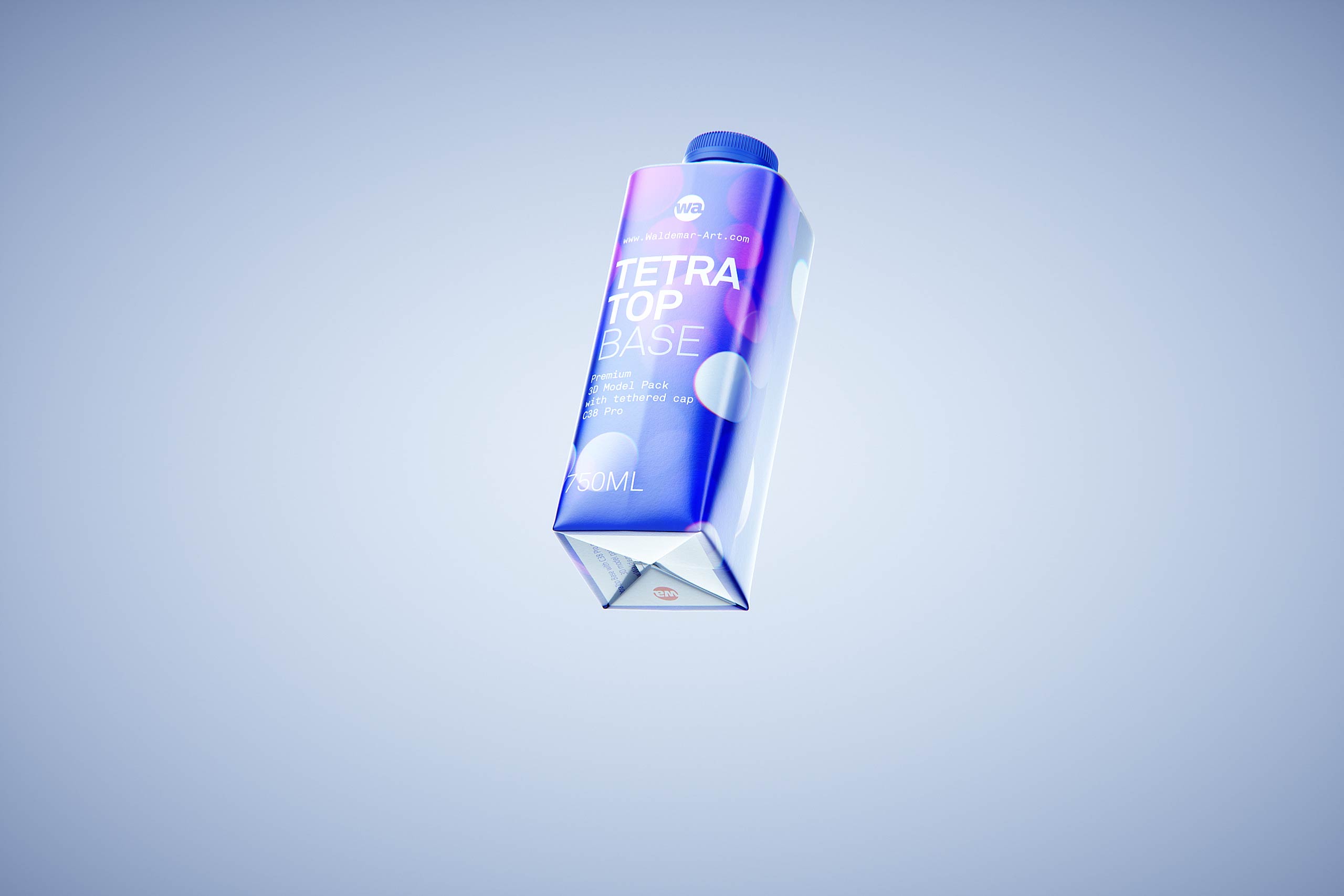 Packaging 3D model pak of Tetra Pack Top Base 750ml with tethered cap C38 Pro