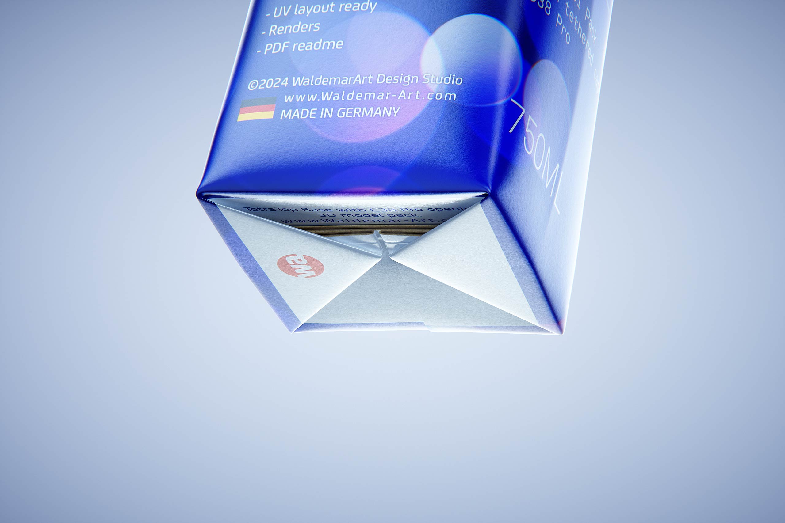 Packaging 3D model pak of Tetra Pack Top Base 750ml with tethered cap C38 Pro