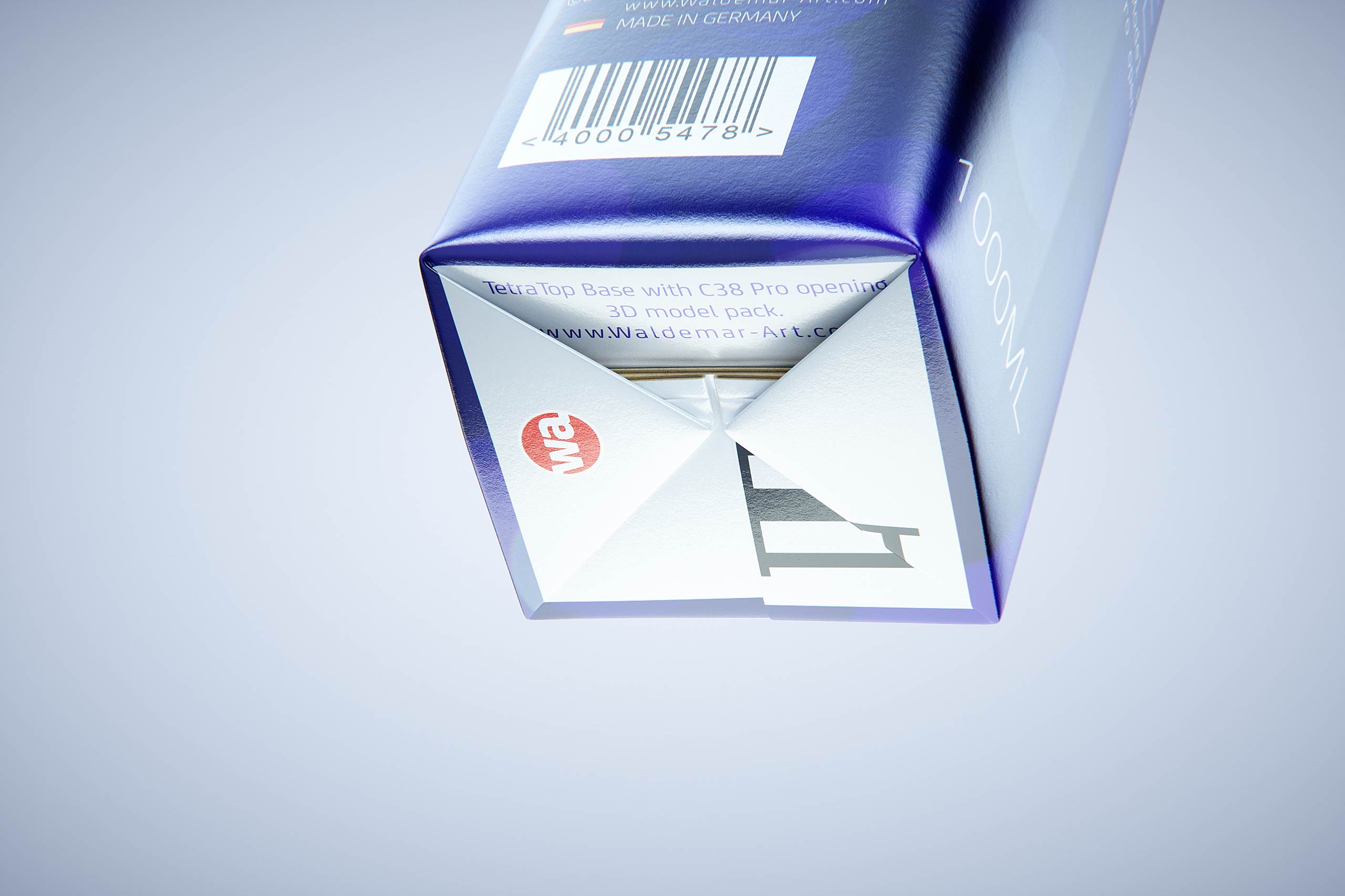 Tetra Top Base 1000ml with tethered cap C38Pro premium carton packaging 3d model