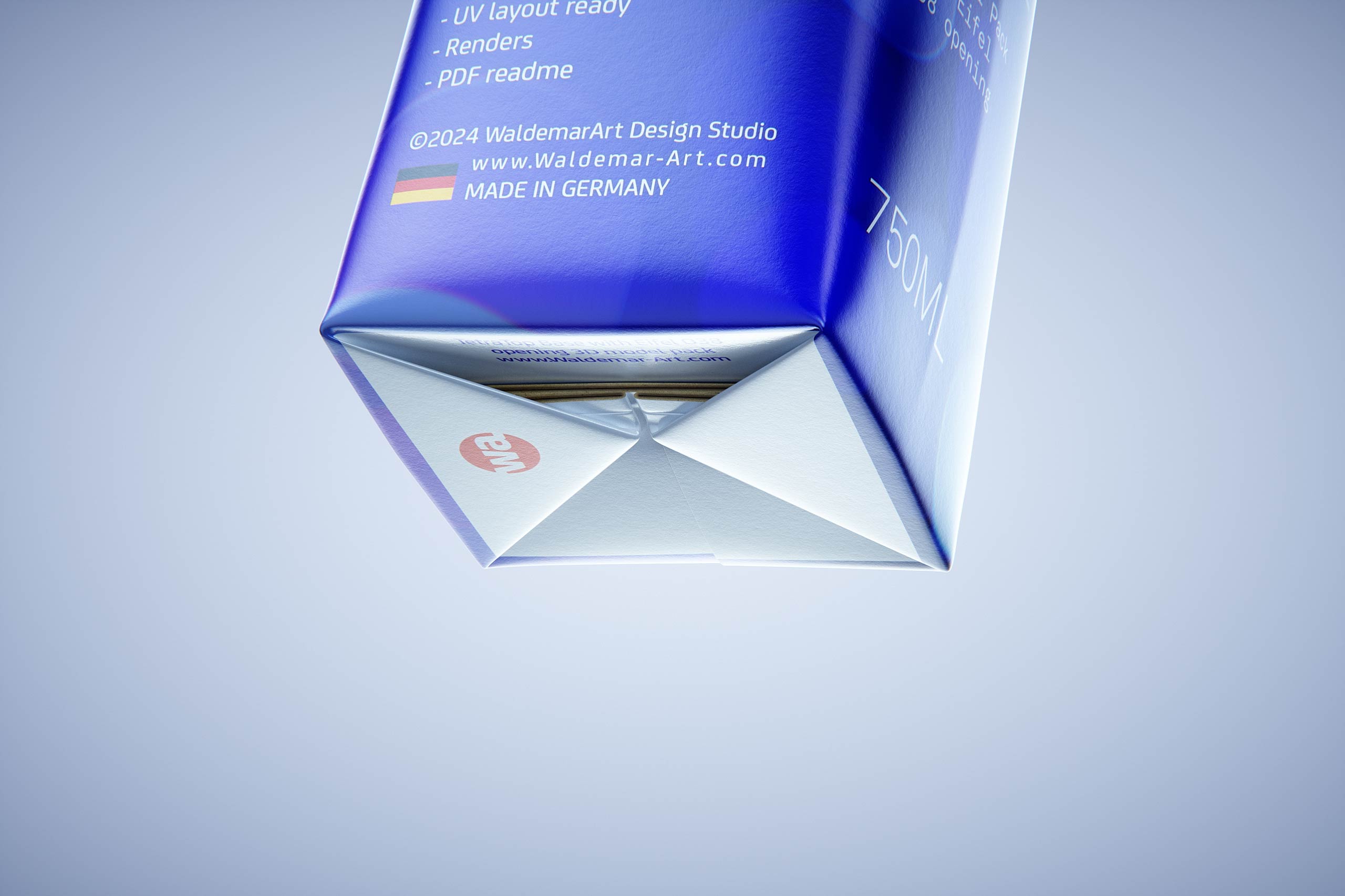 Packaging 3D model pak of Tetra Pack Top Base 750ml with Eifel-O38