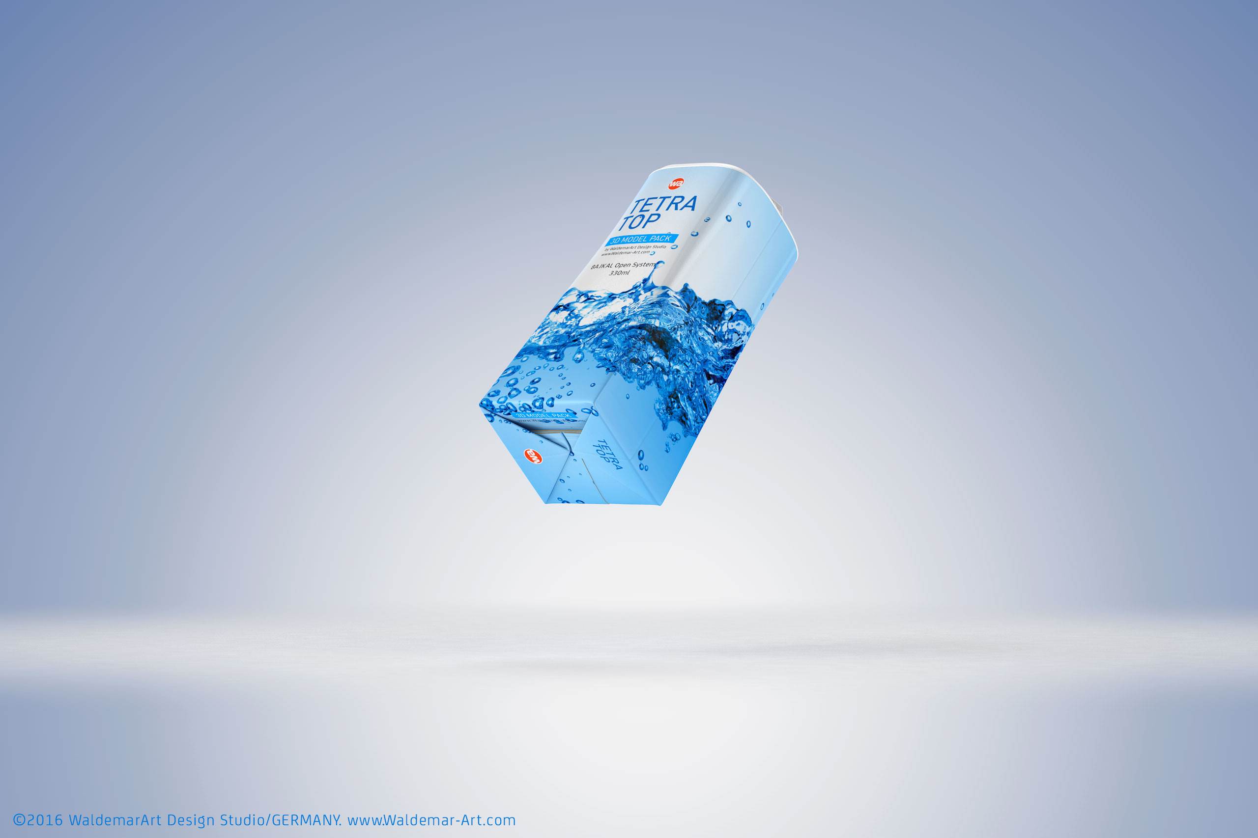 Packaging 3D model pak of Tetra Pack Top Midi 330ml with Bajkal