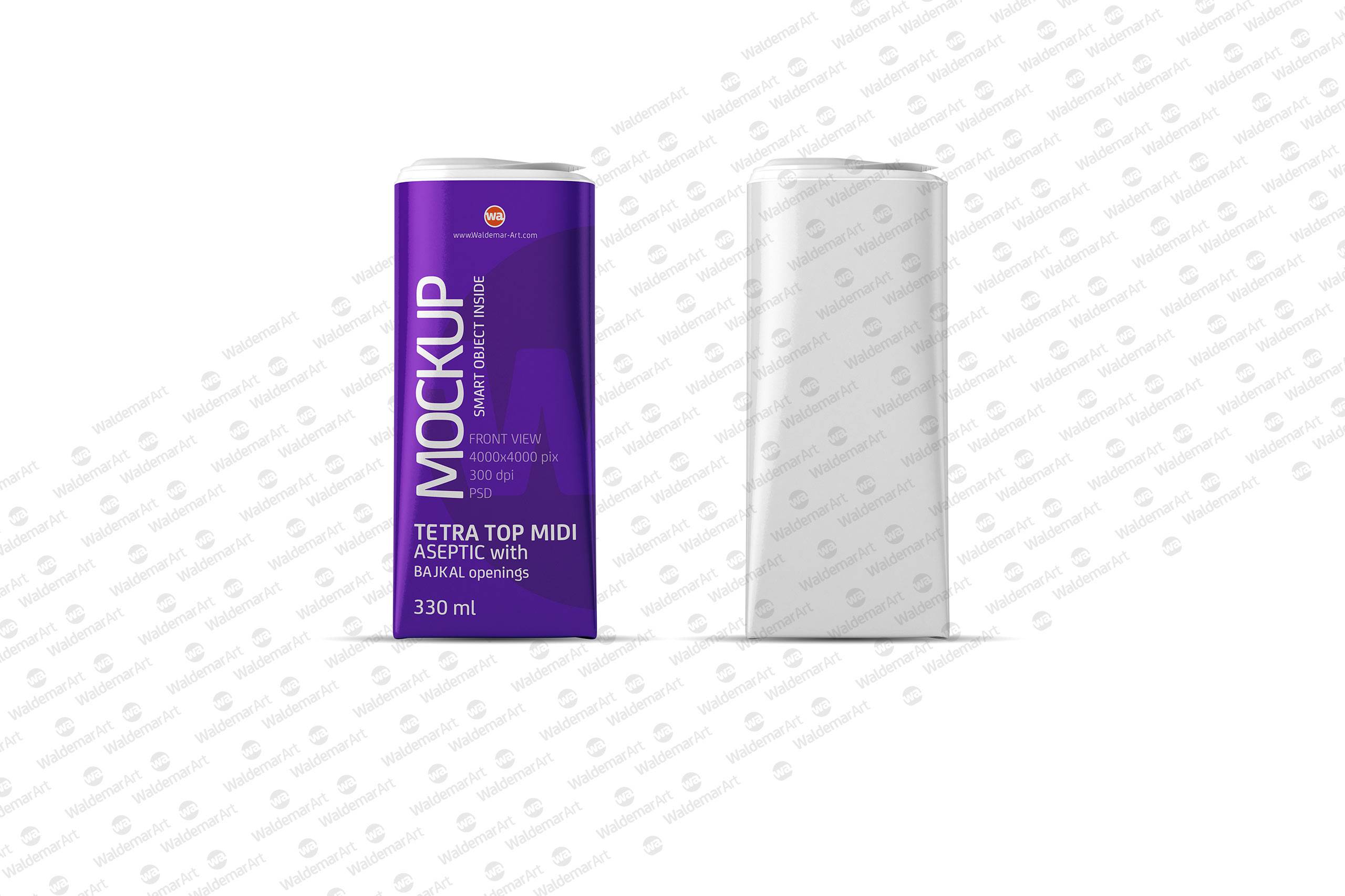 Packaging Mock-Up of Tetra Pack Top Aseptic Midi 330ml with Bajkal