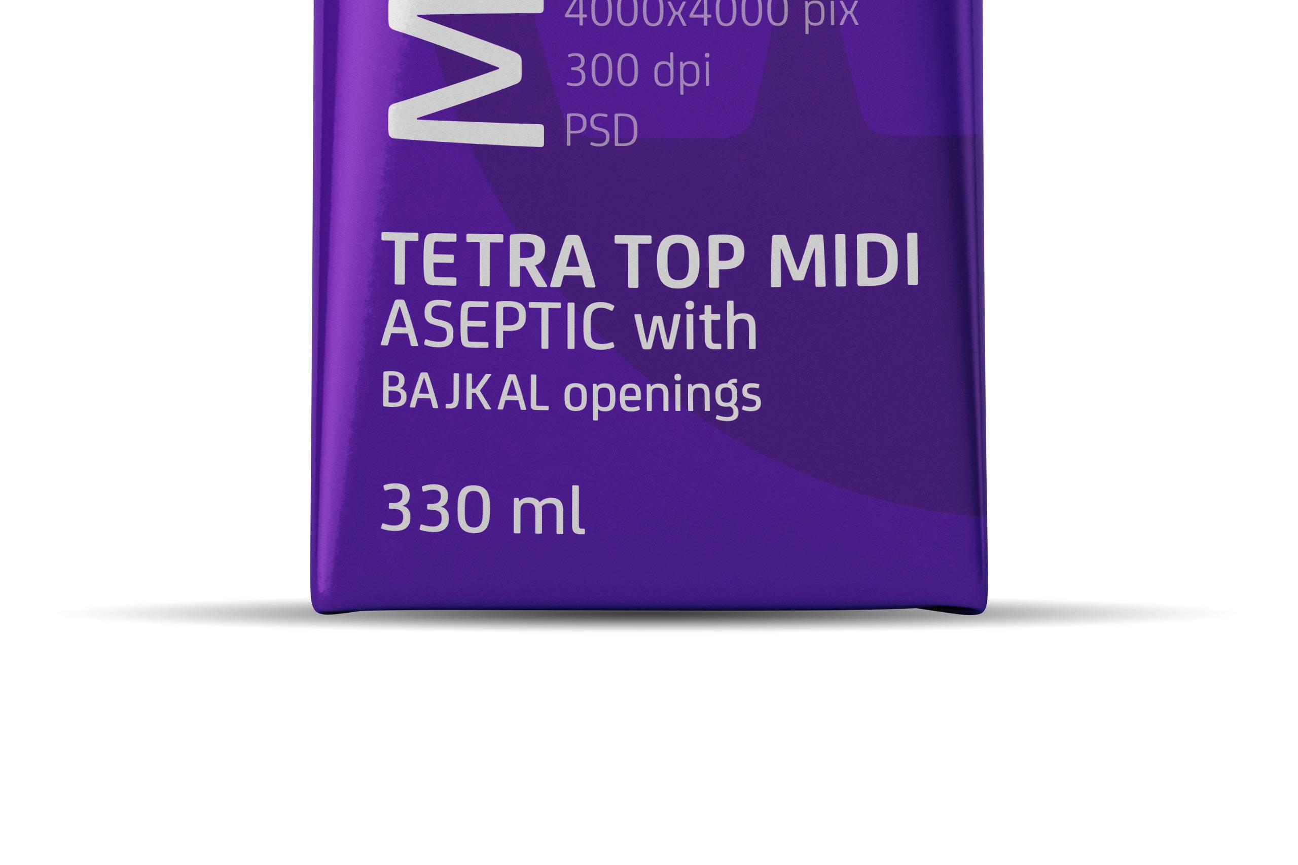 Packaging Mock-Up of Tetra Pack Top Aseptic Midi 330ml with Bajkal