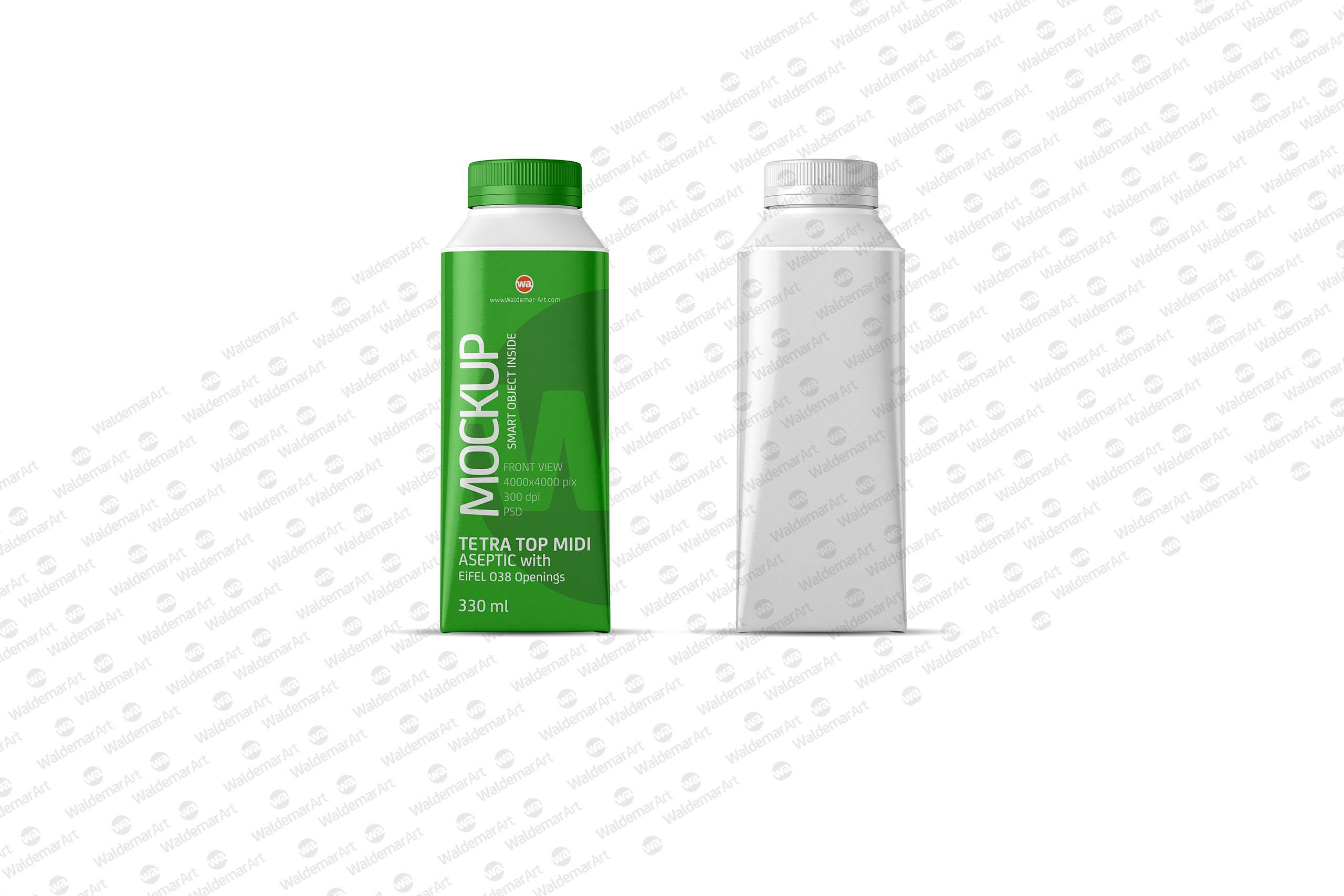 Packaging MockUp of Tetra Pack Top Aseptic Midi 330ml with Eifel-O38