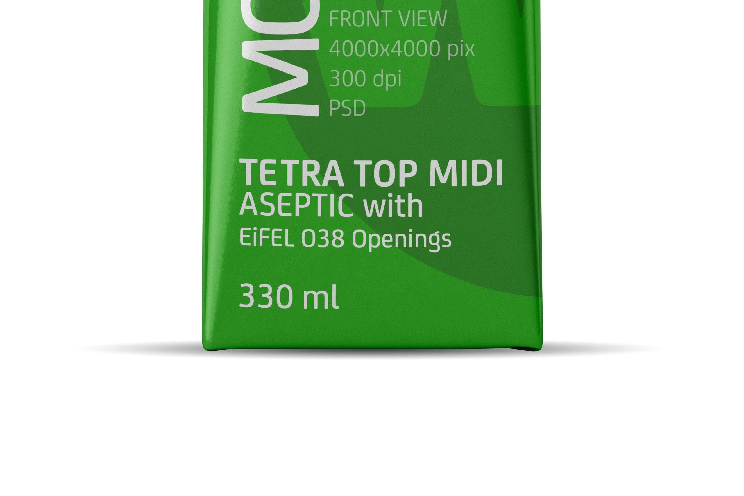 Packaging MockUp of Tetra Pack Top Aseptic Midi 330ml with Eifel-O38