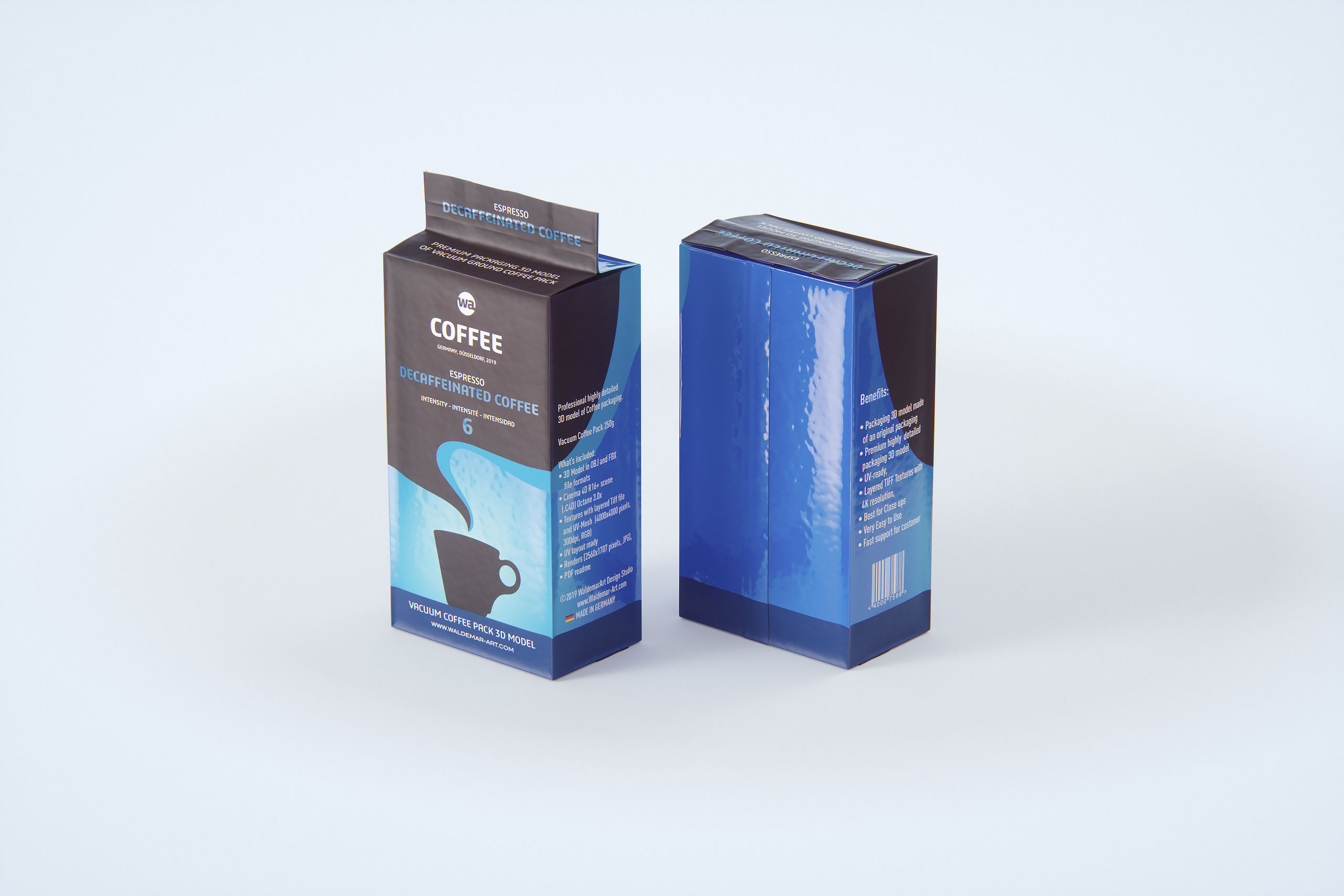 Vacuum Ground Coffee Packaging 250g 3d model