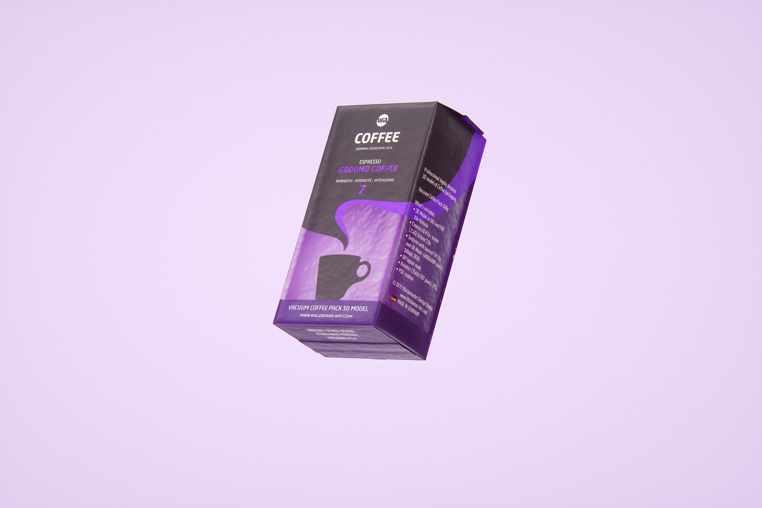 Vacuum Ground Coffee Packaging 500g 3d model