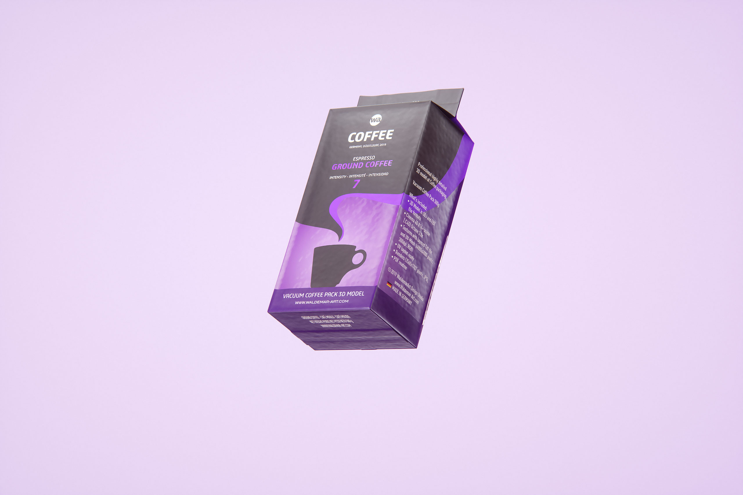 Vacuum Ground Coffee Packaging 500g 3d model