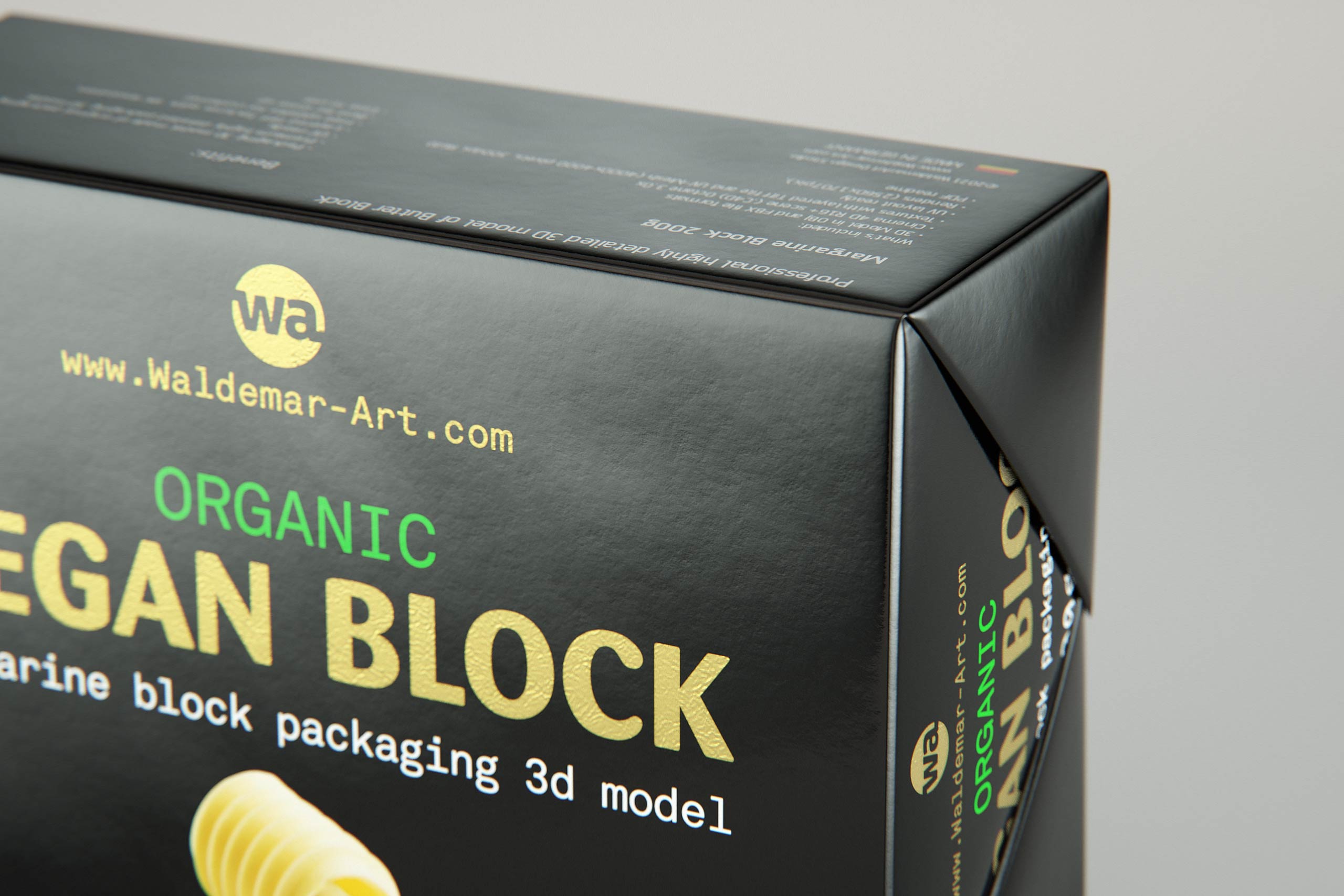 Vegan Butter Block 200g packaging 3D model