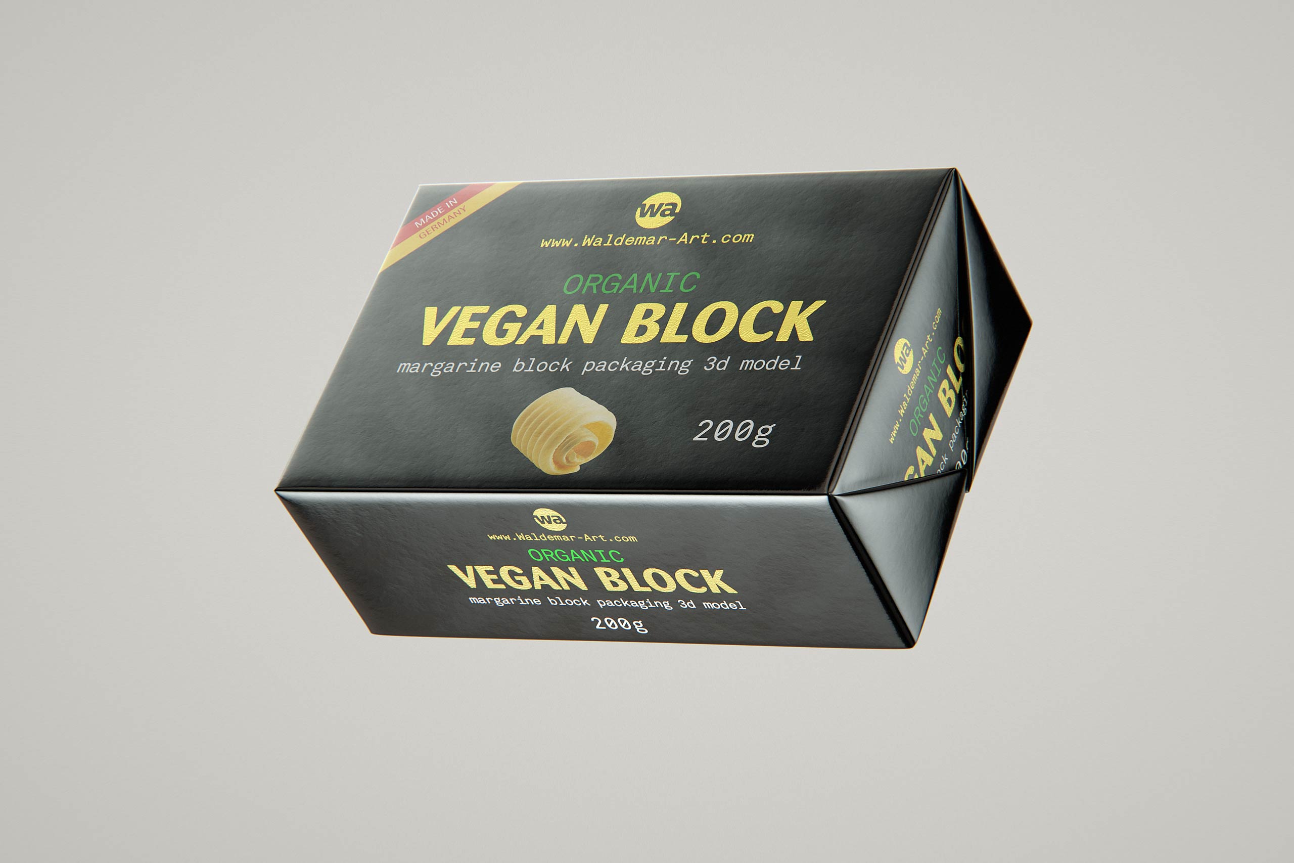 Vegan Butter Block 200g packaging 3D model
