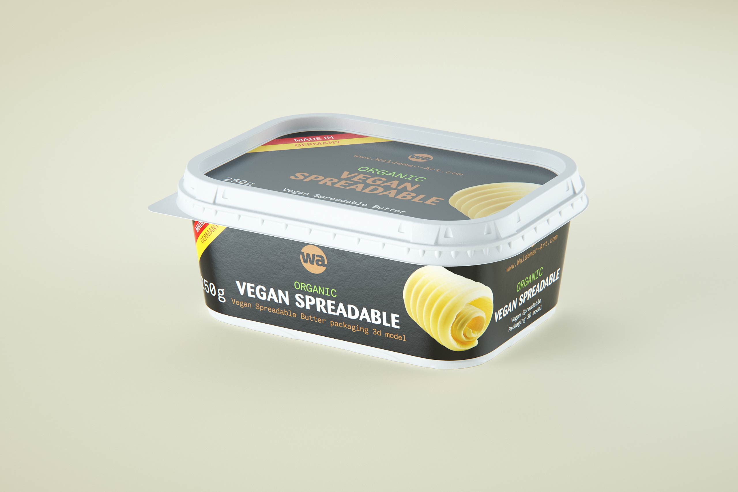 Vegan Spreadable Butter plastic container 250g packaging 3D model