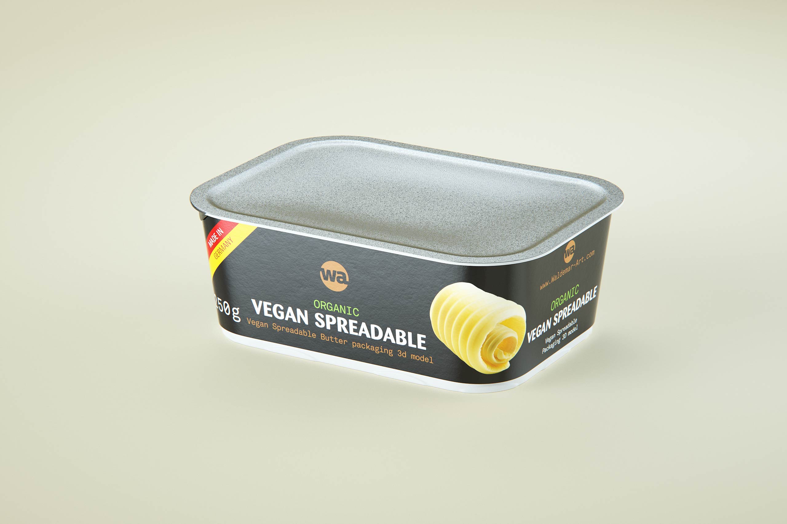 Vegan Spreadable Butter plastic container 250g packaging 3D model