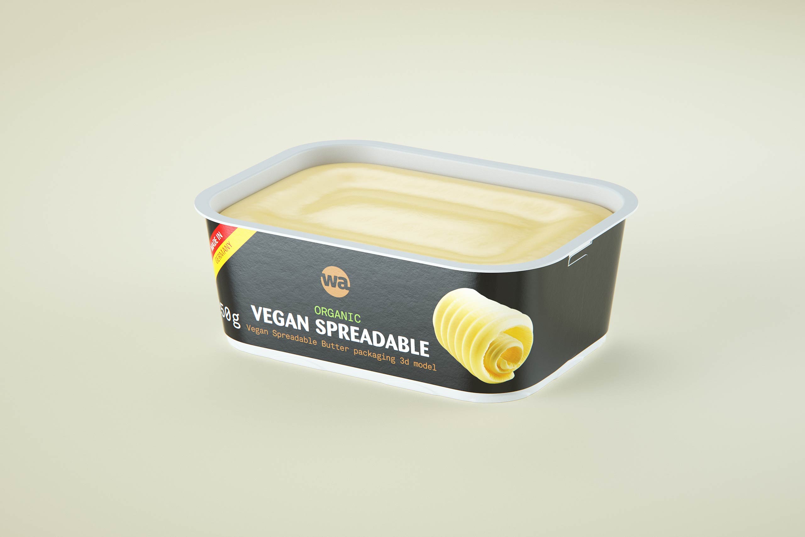 Vegan Spreadable Butter plastic container 250g packaging 3D model