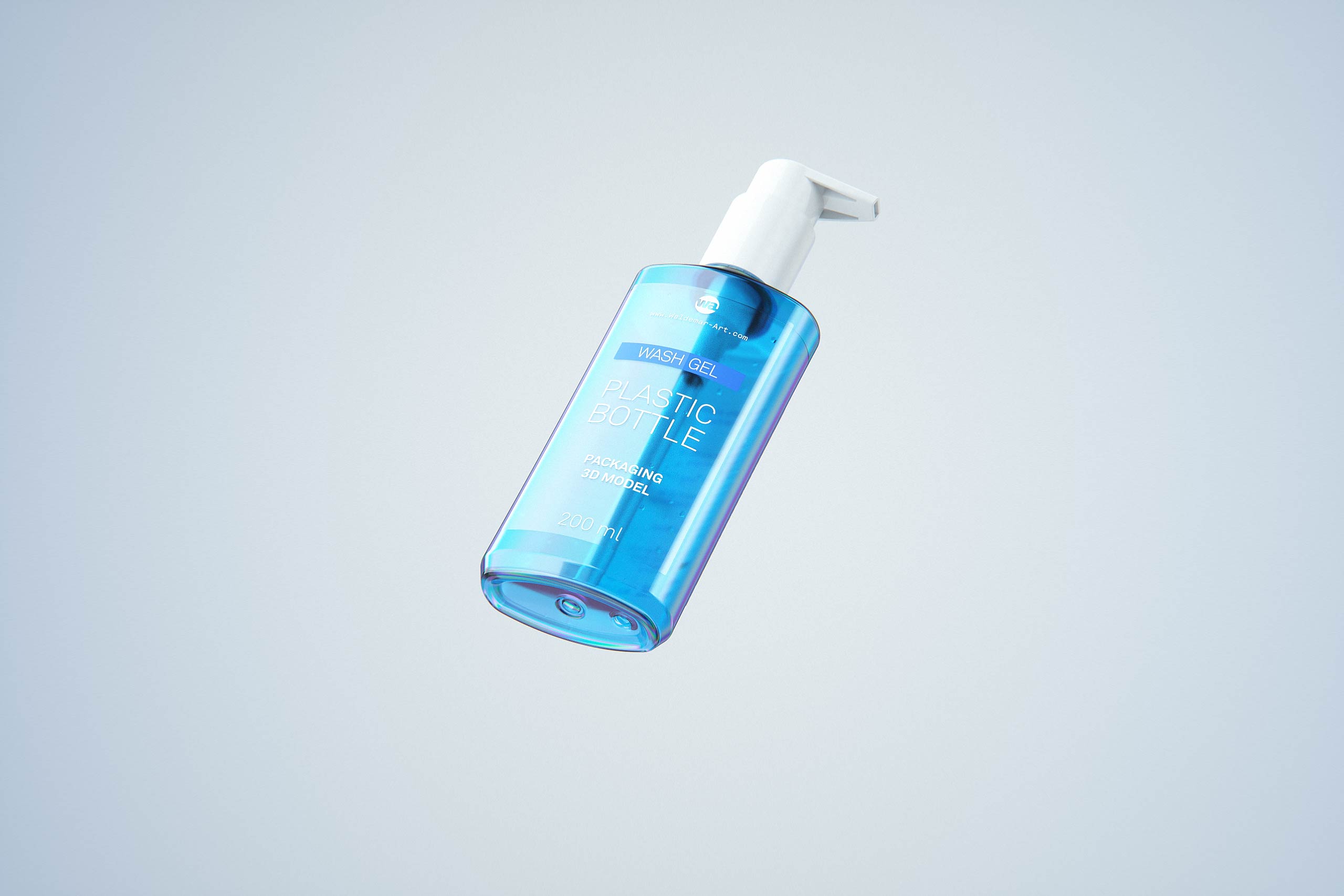 Wash Gel Plastic Bottle 200ml packaging 3D model
