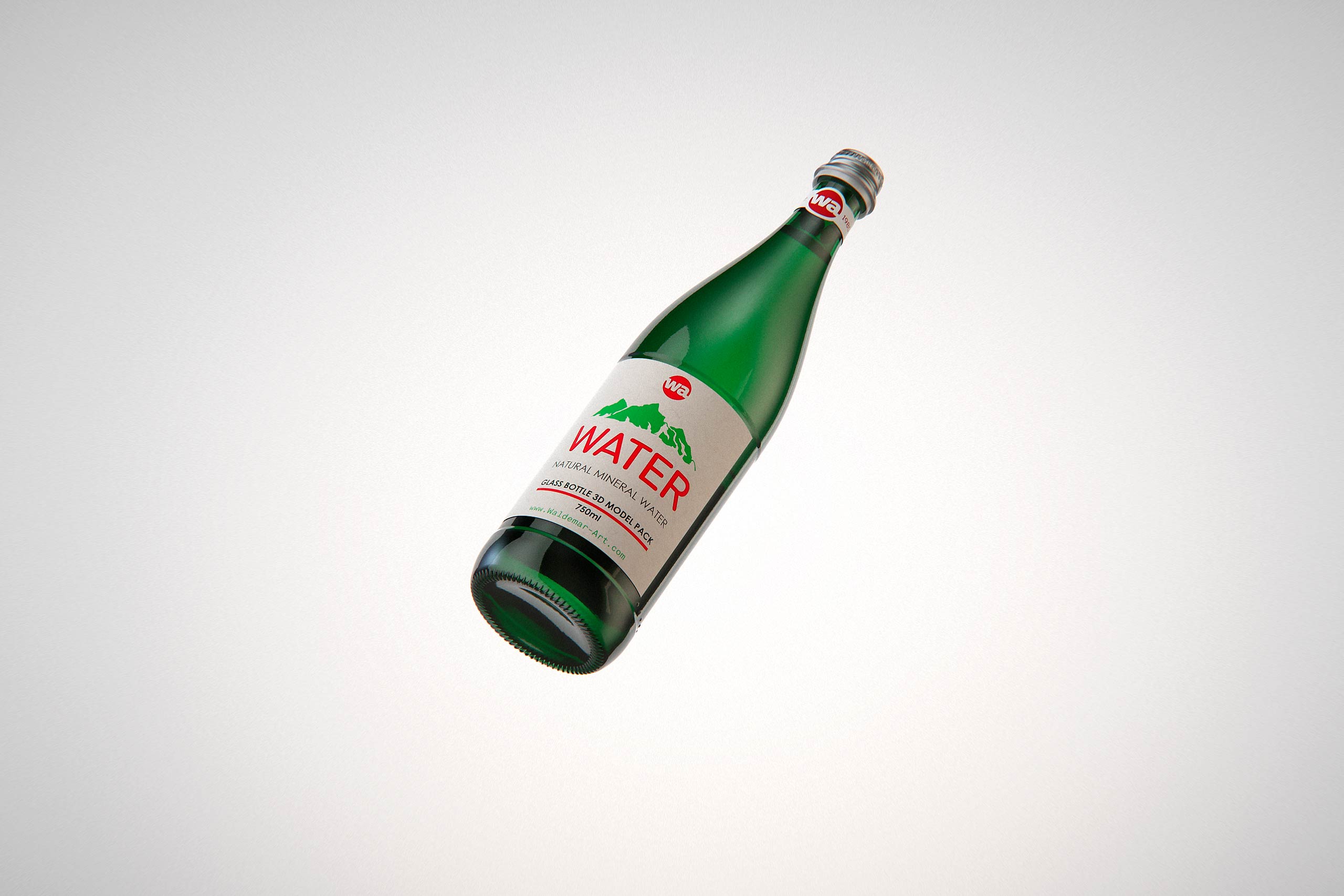 Water glass bottle 750ml packaging 3D model pack