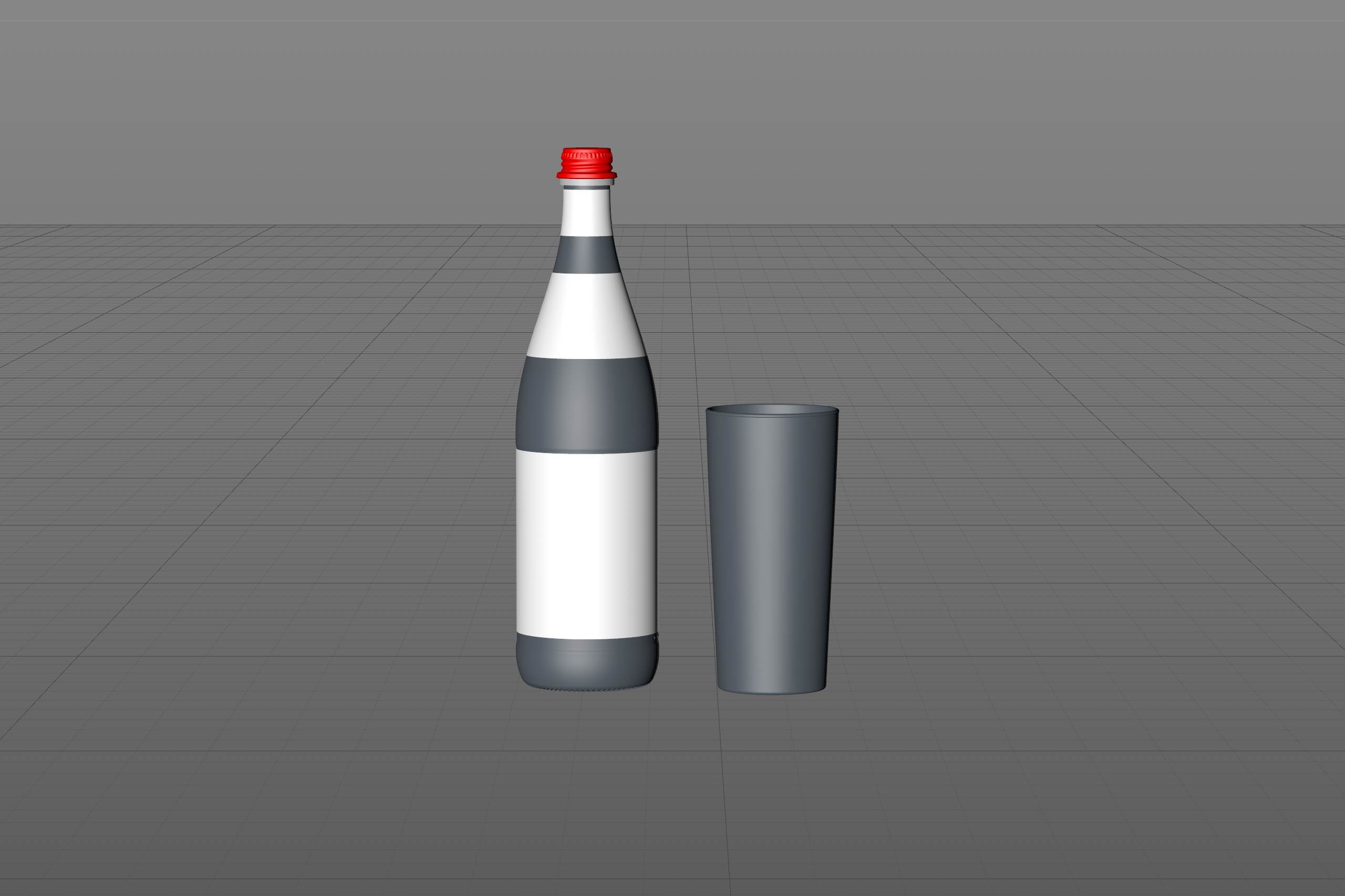 Water glass bottle 750ml packaging 3D model pack