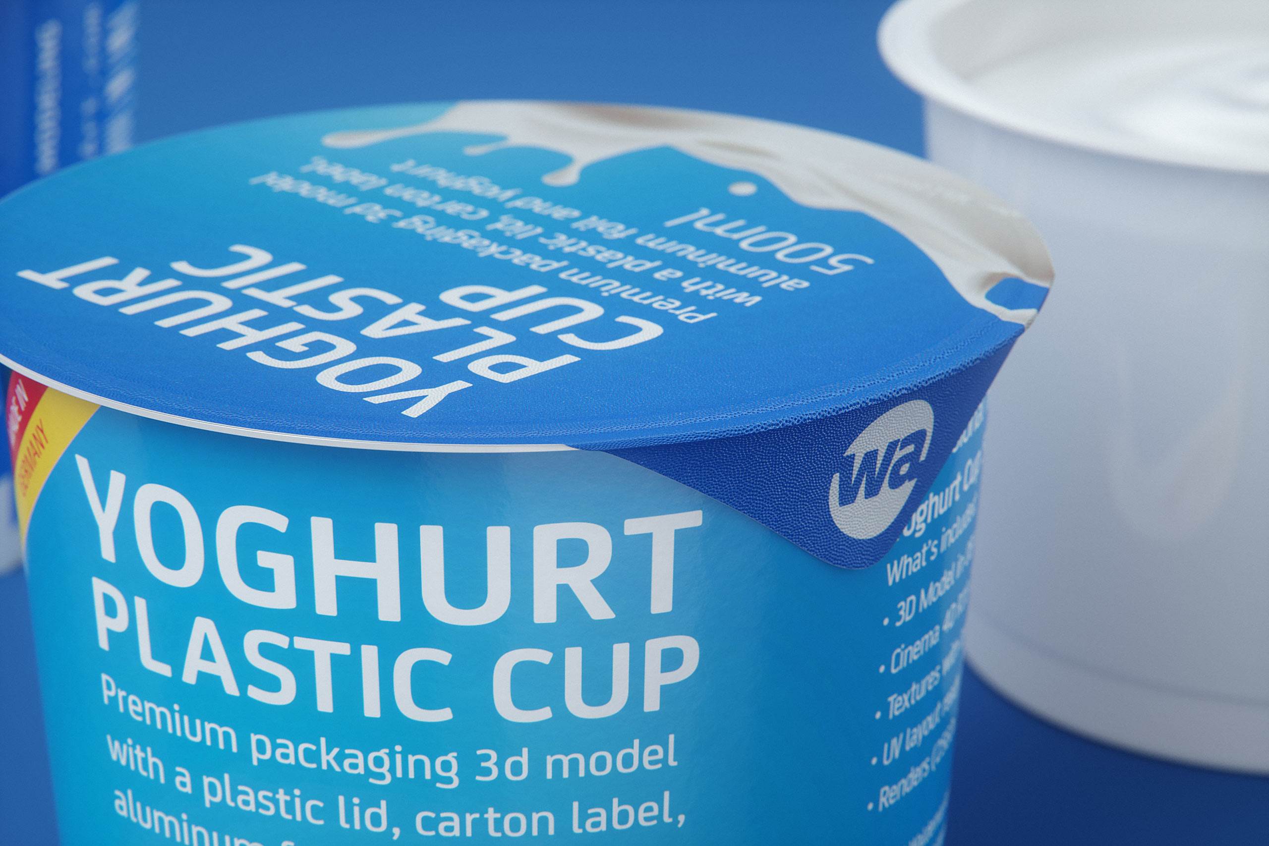Yoghurt Plastic Cup (short version) 500ml Premium packaging 3D model