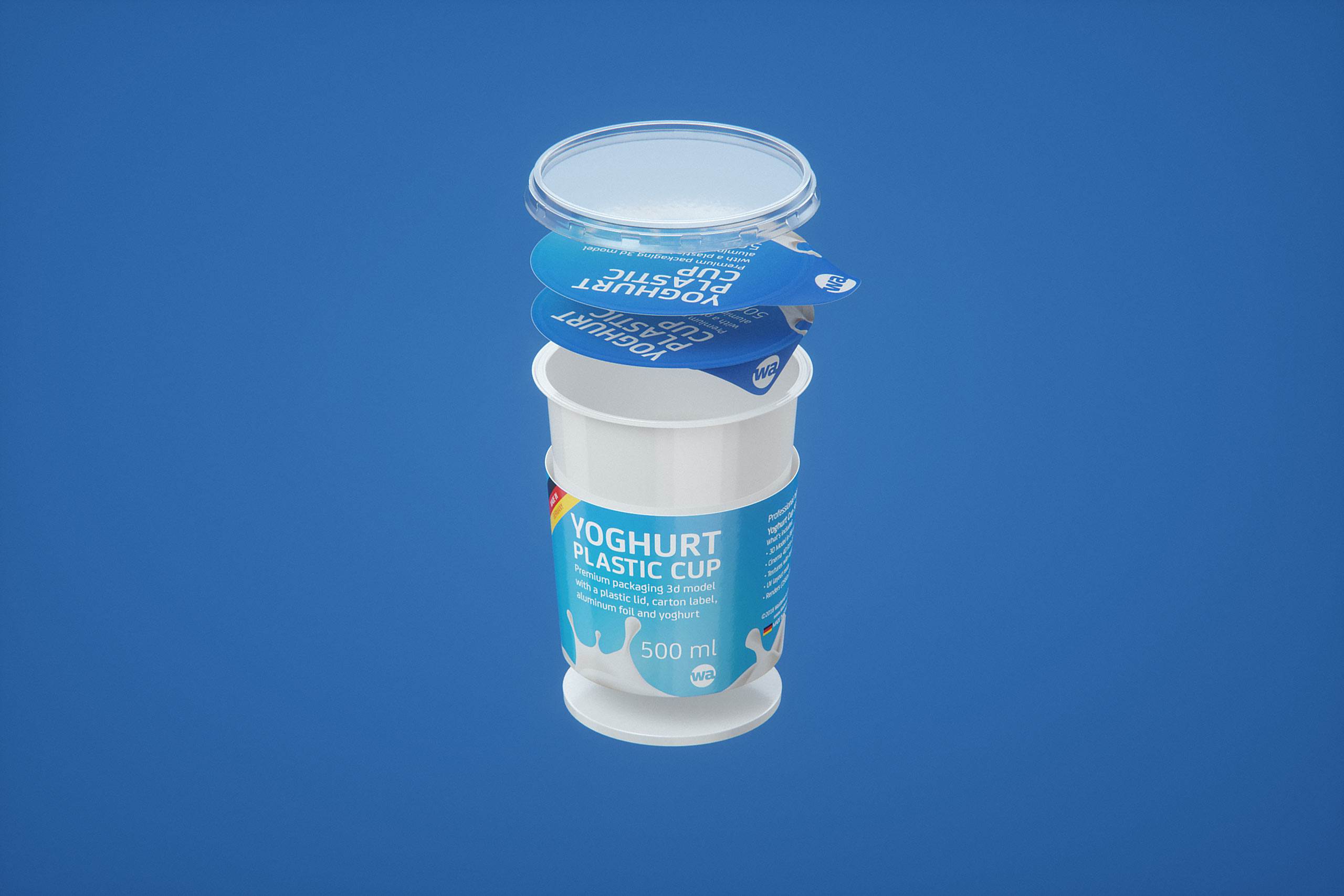 Yoghurt Plastic Cup (short version) 500ml Premium packaging 3D model