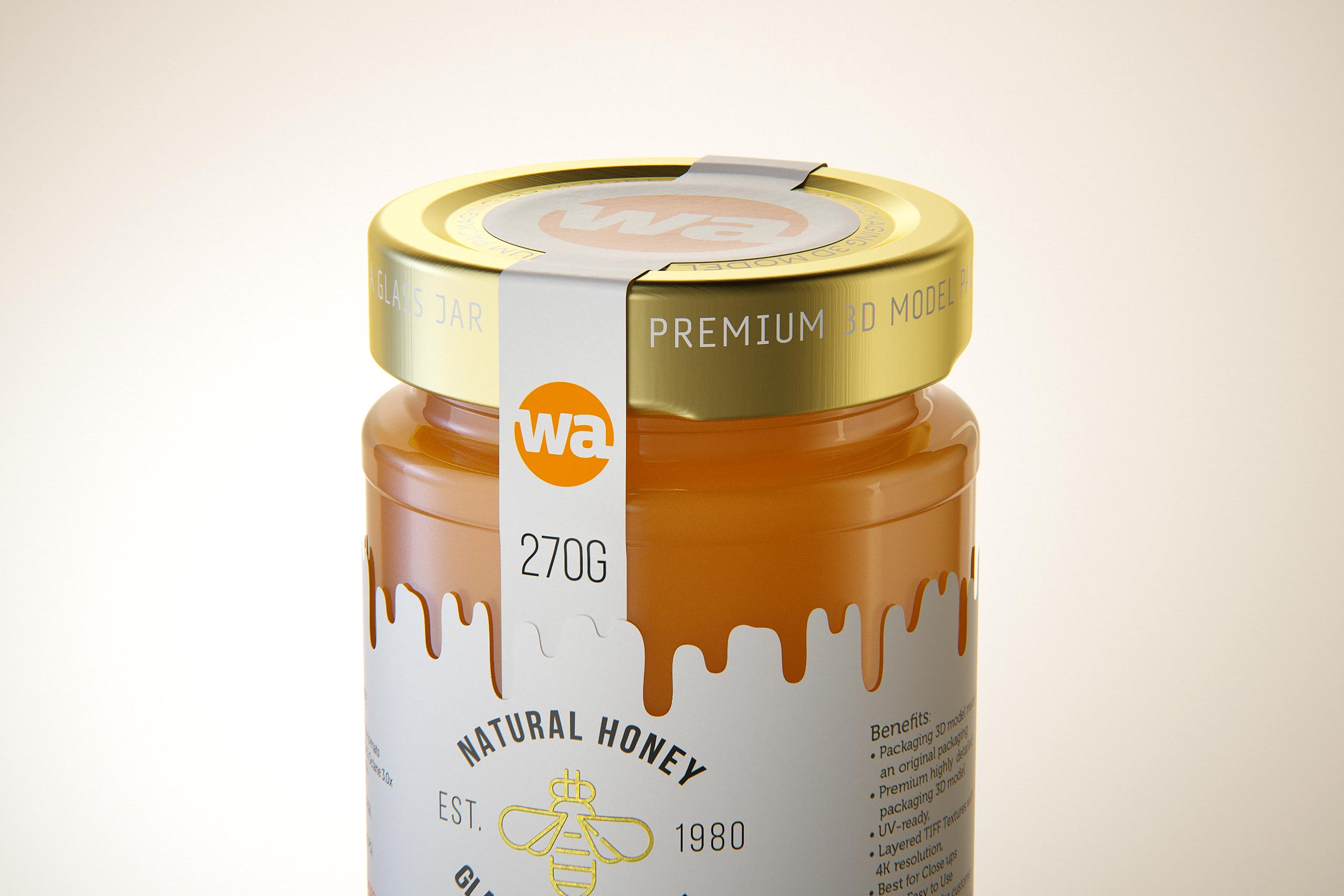 Yorkshire Honey Glass Jar 270g packaging 3d model