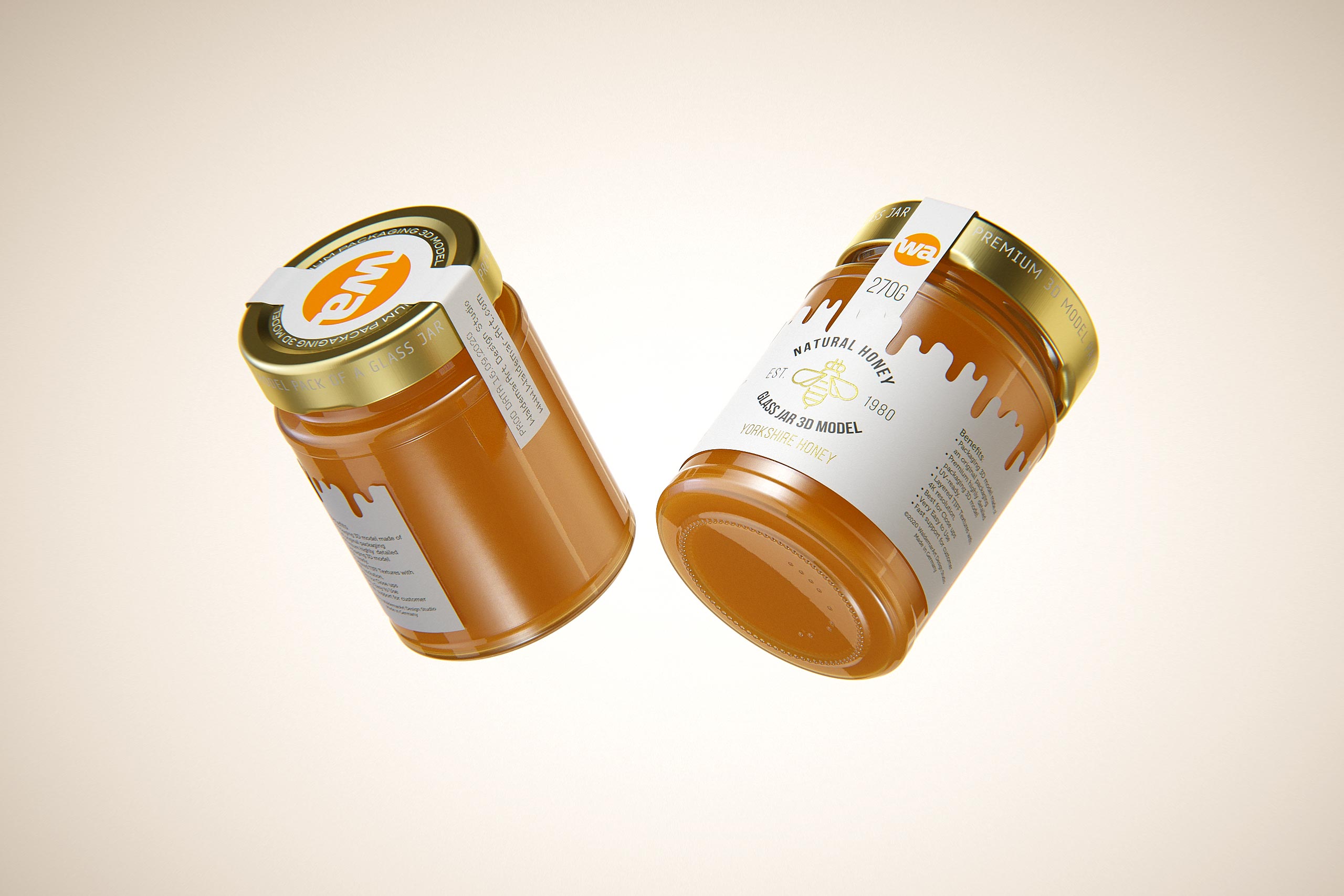 Yorkshire Honey Glass Jar 270g packaging 3d model