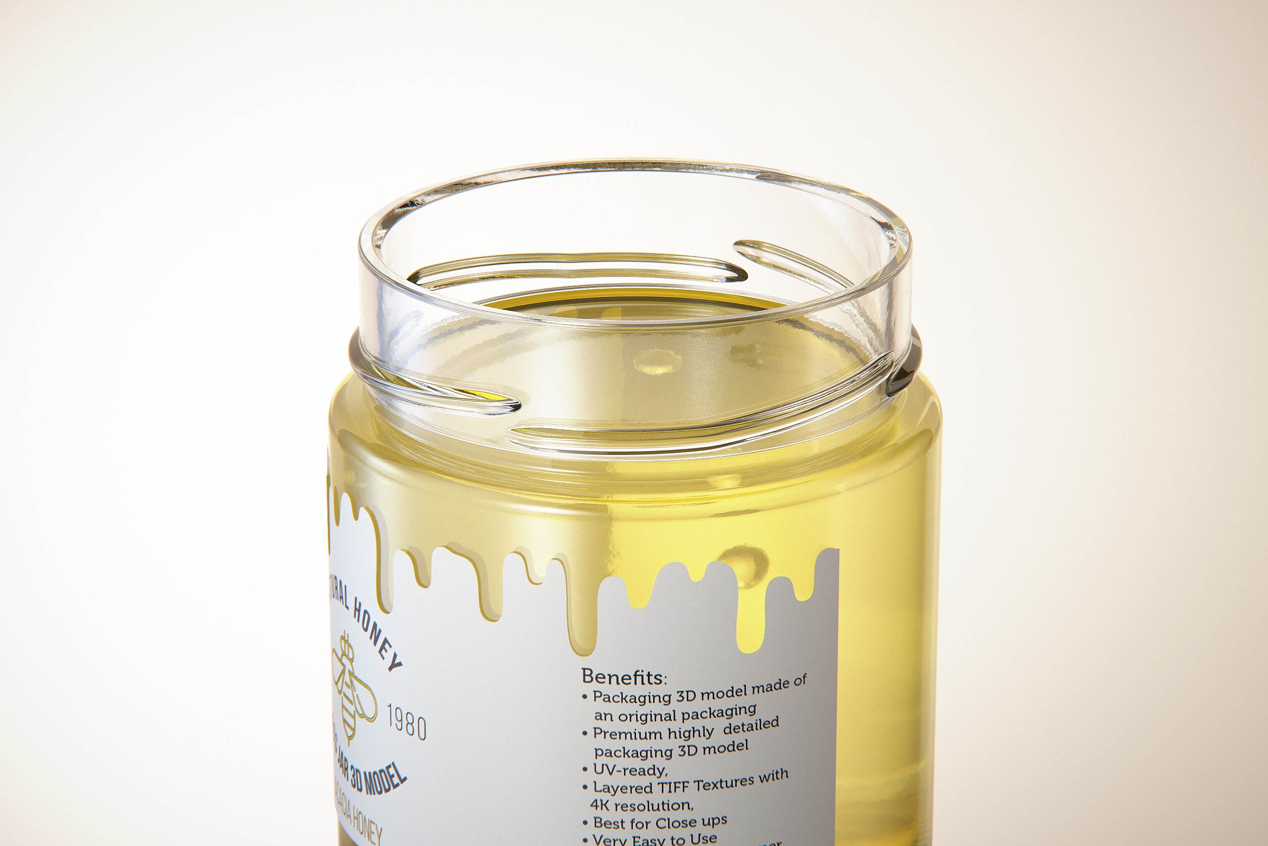 Acacia Honey Glass Jar 250g packaging 3D model