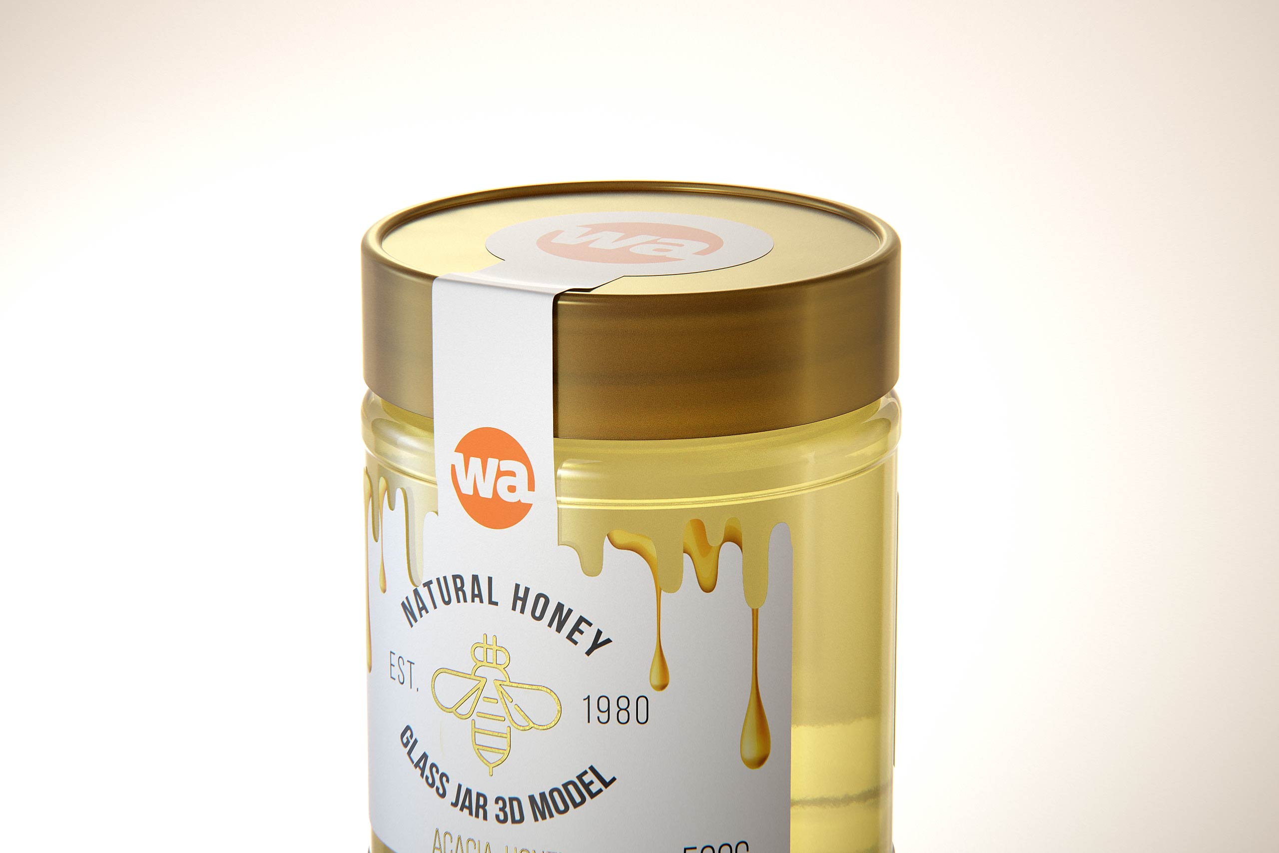 Acacia Honey Glass Jar 500g packaging 3d model