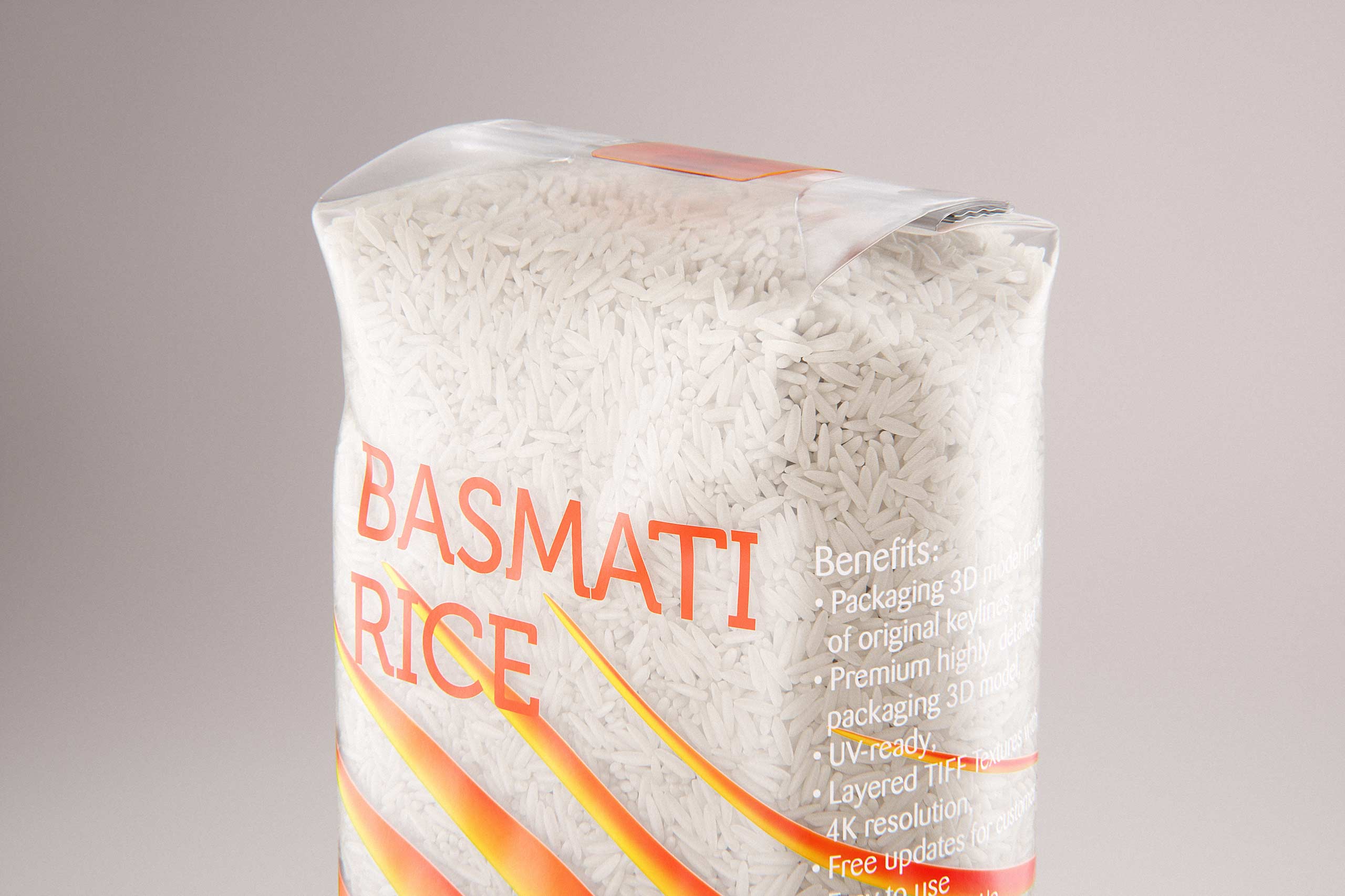 Basmati long grain rice plastic bag packaging 1kg premium 3d model
