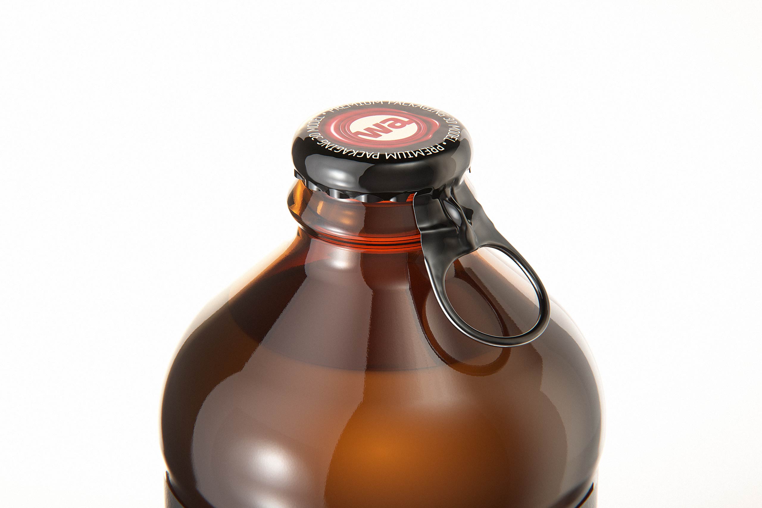 Beer glass bottle 375ml with Pull-off closure packaging 3D model