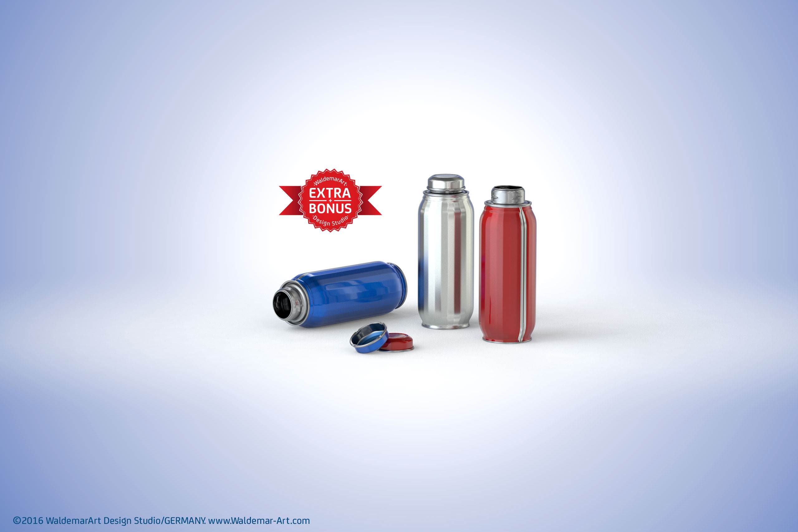 JUICY - packaging 3D model of the metal bottle for juices