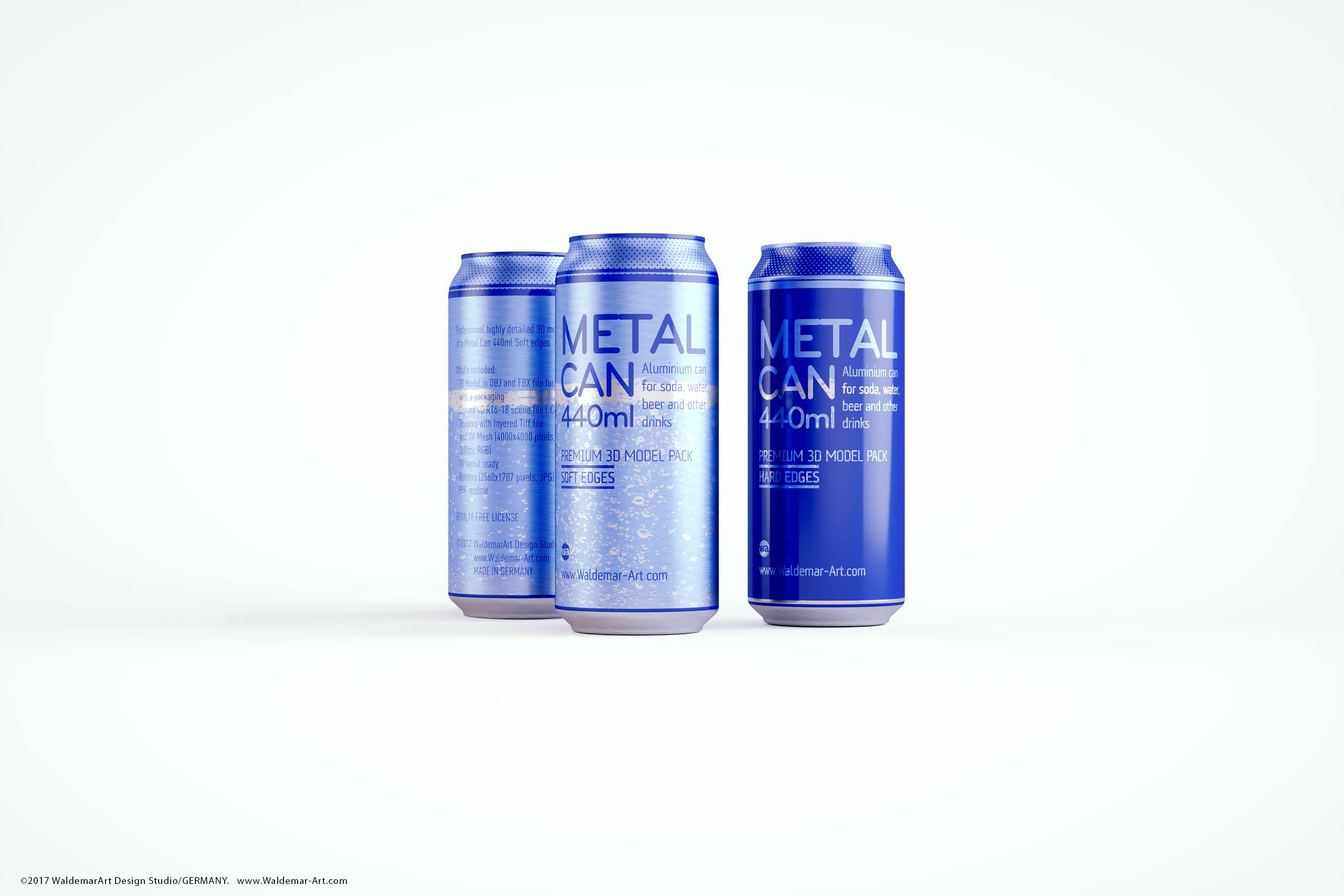 3d packaging model of Metal Standard Beer/Soda Can 440ml
